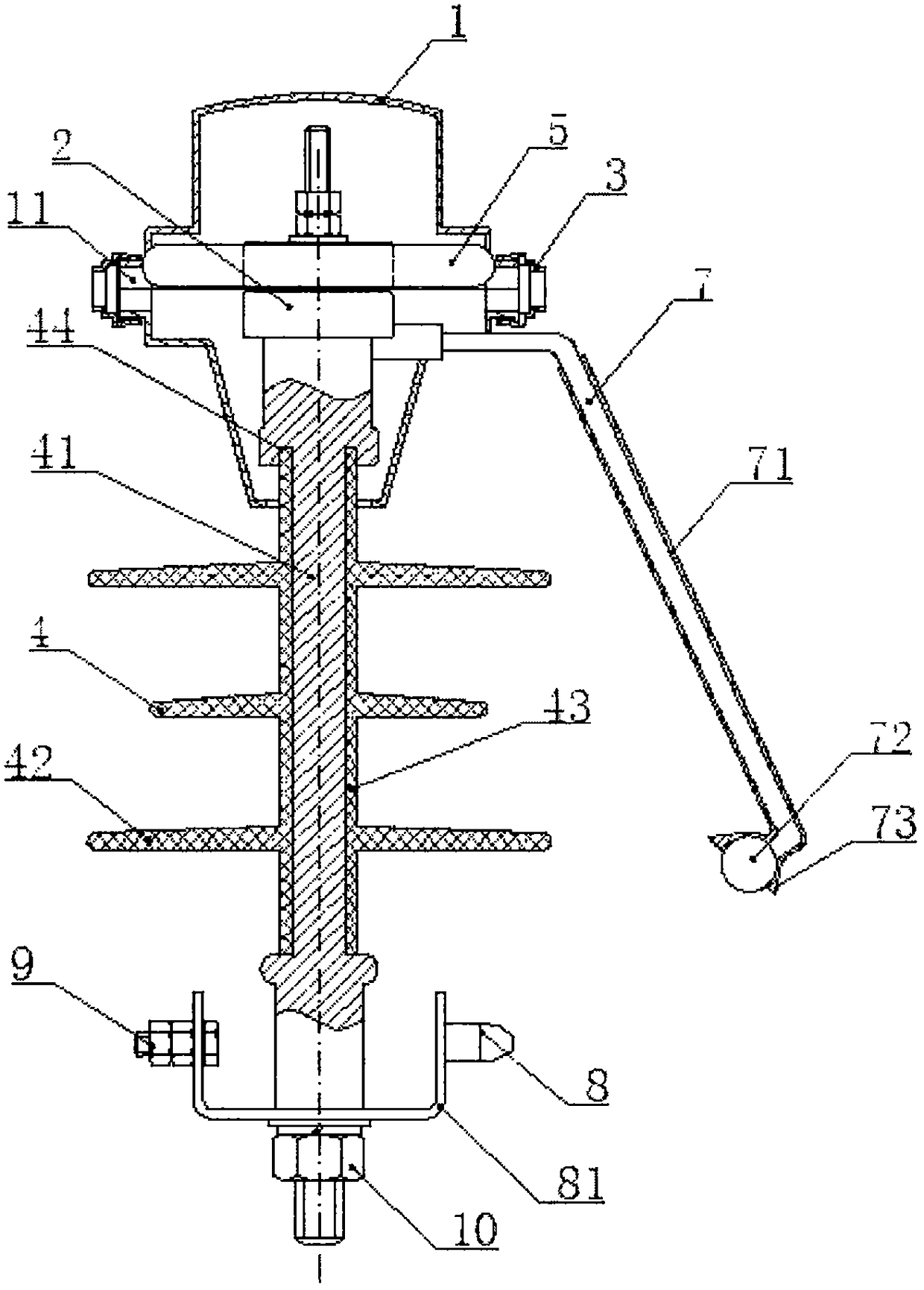 Anti-thunder hard composite insulator with protective housing, electroscope ground ring and waterproof mechanism