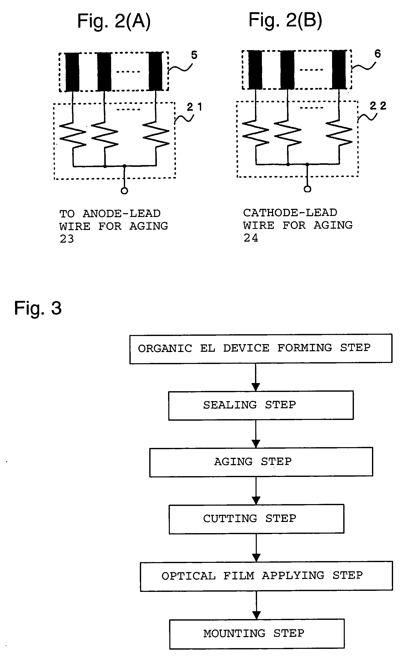 Substrate for organic EL display devices and organic EL display devices