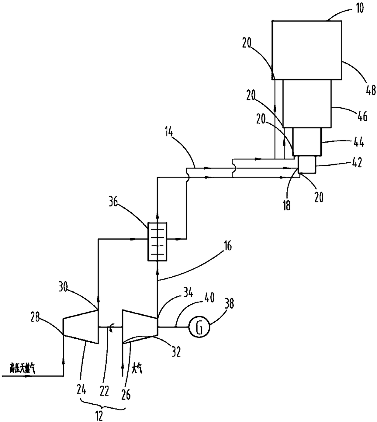 A torch that relies on the energy of an air source to provide cooling air