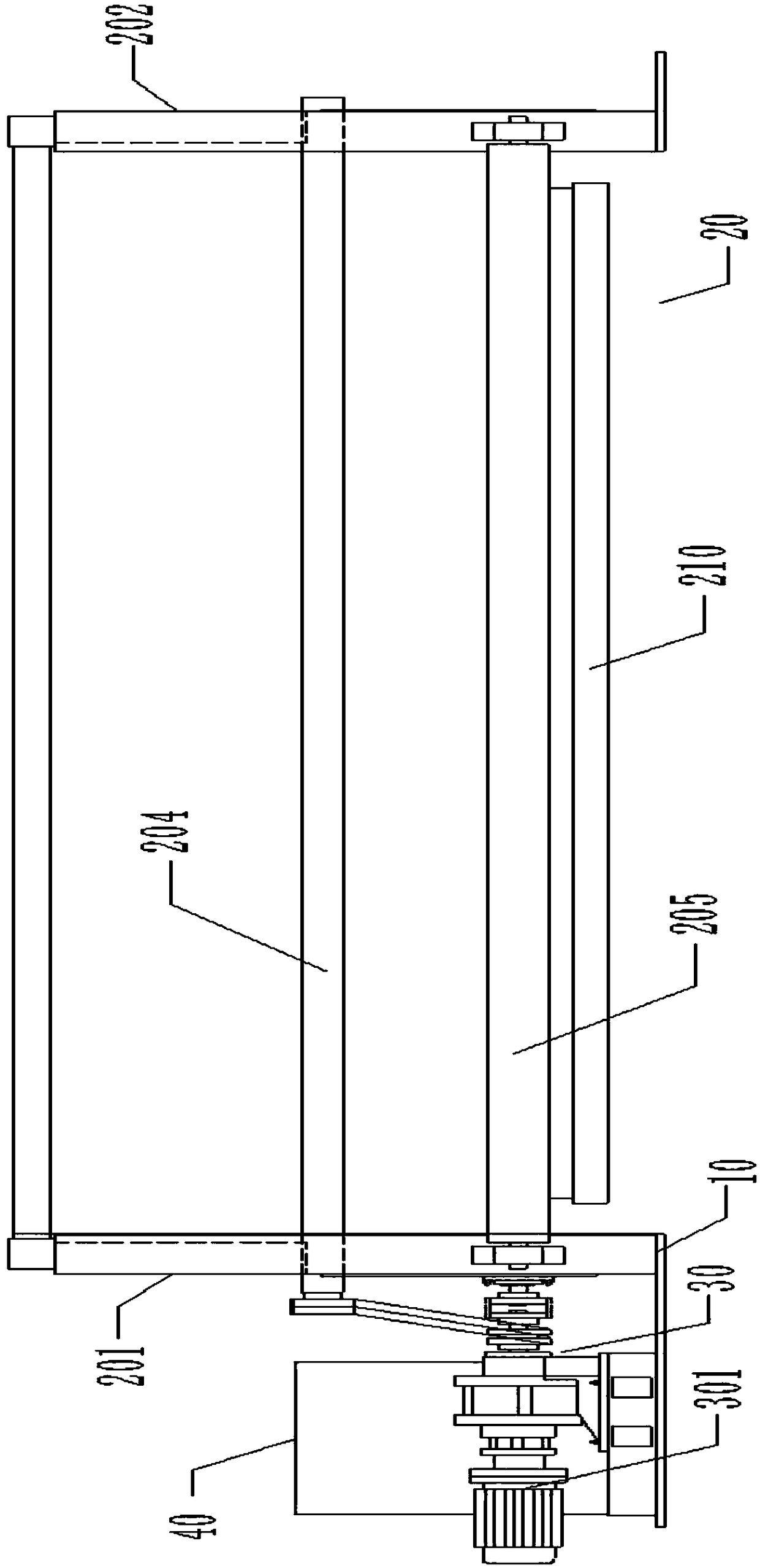 Perpendicular paving device for flexible coiled materials