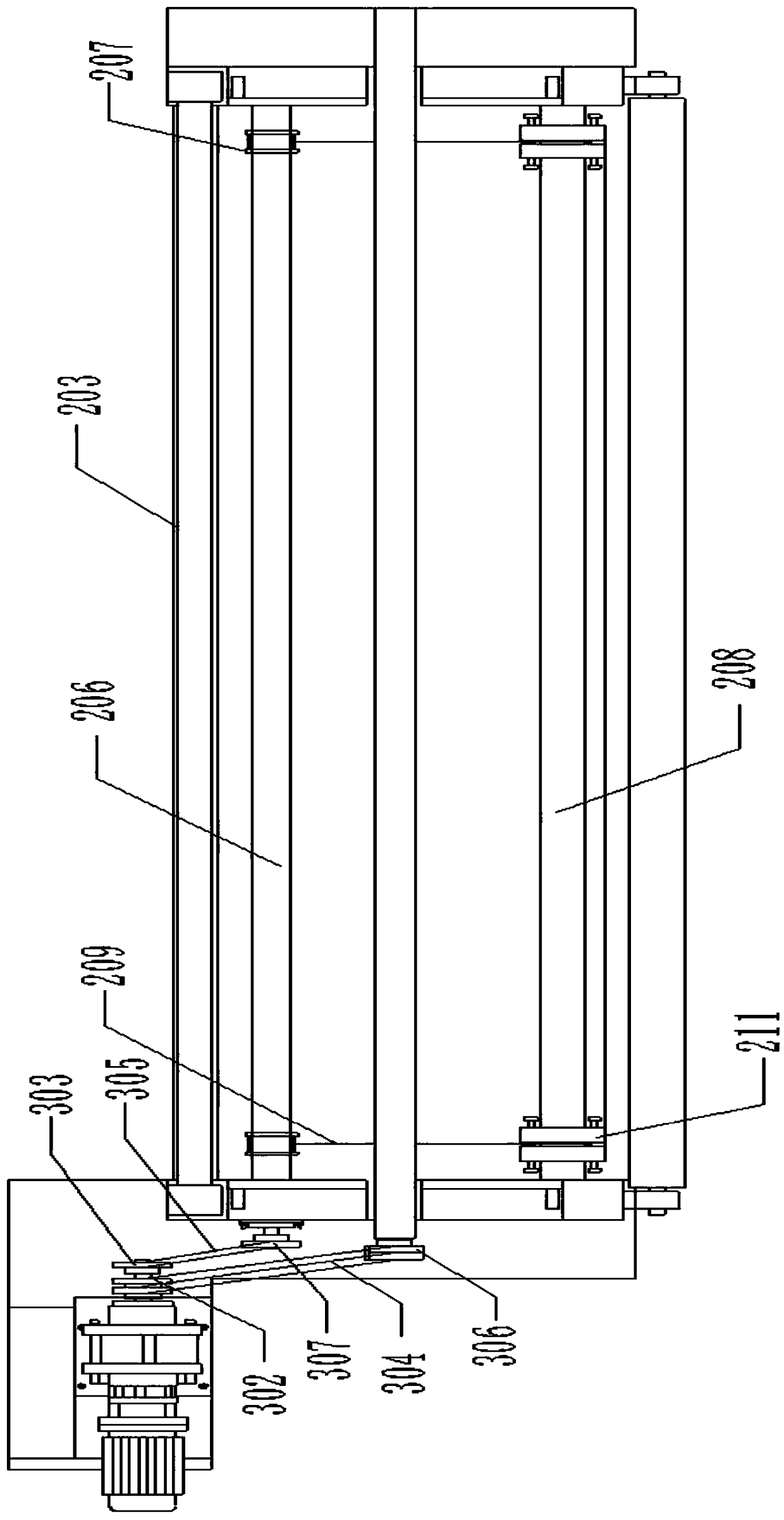 Perpendicular paving device for flexible coiled materials