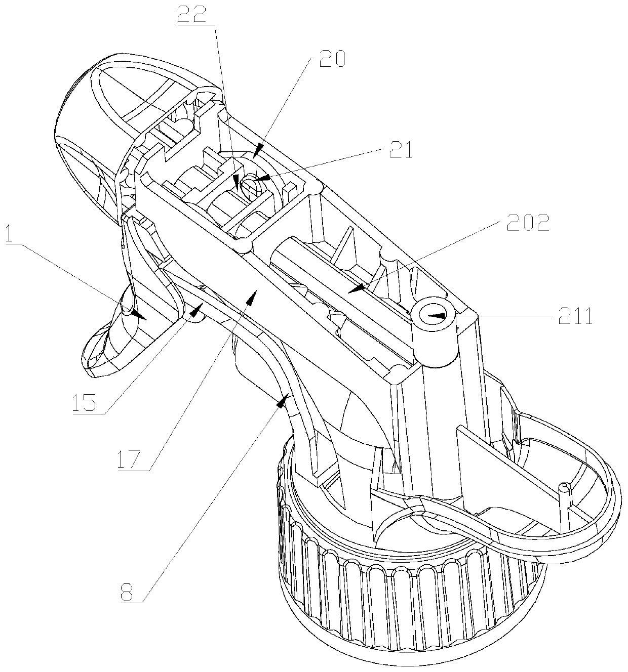 External spring type spraying gun head with double one-way valve structure