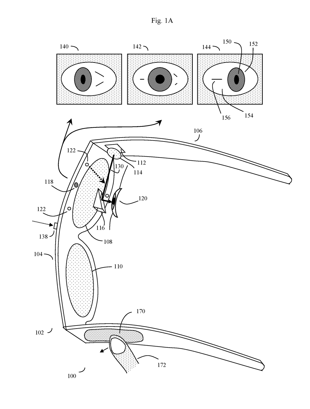 Unitized eye-tracking wireless eyeglasses system