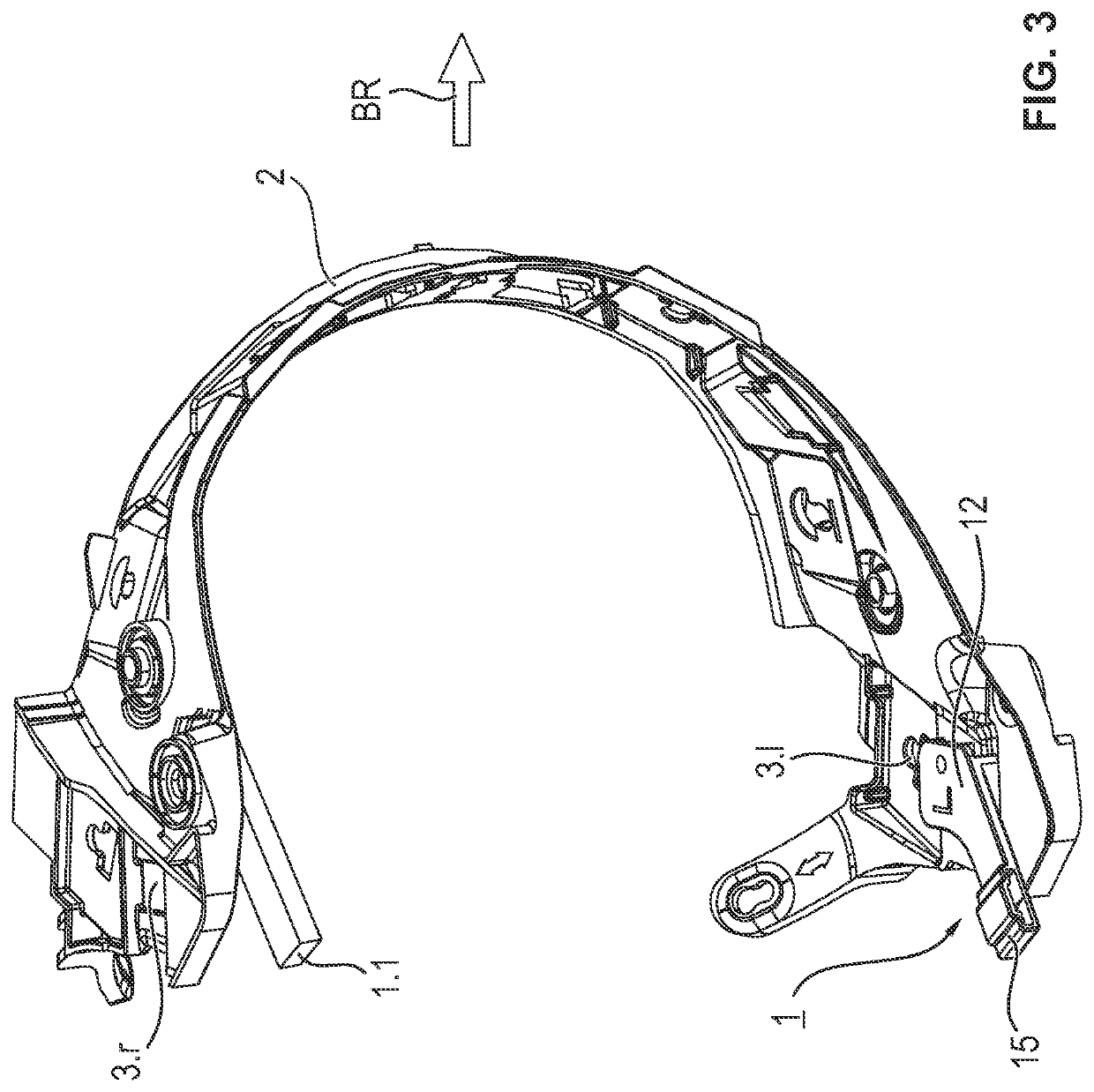 Safety helmet with an adapter and process for detachably fastening a module