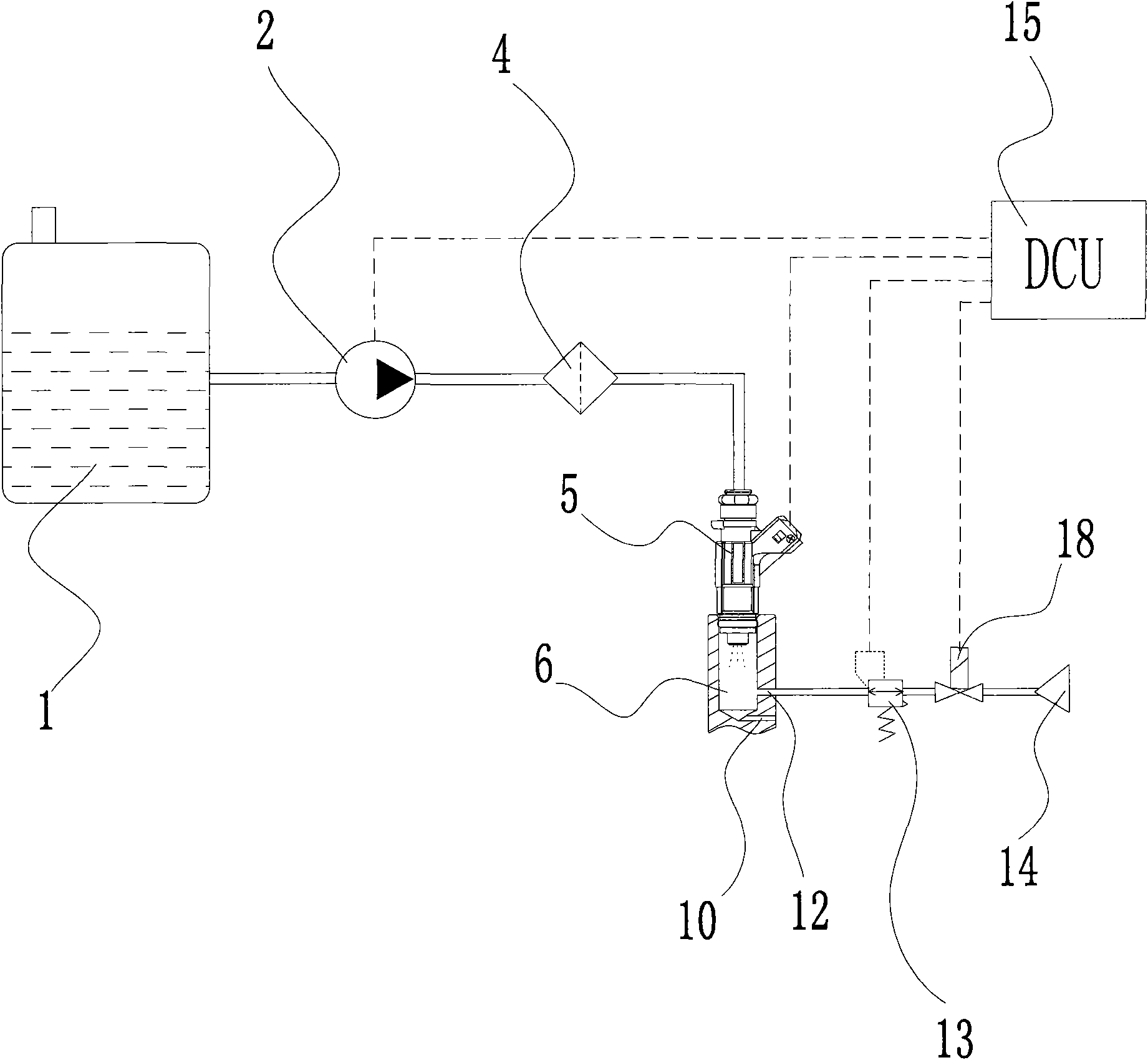 Gas-liquid stirring and mixing device of urea solution metering injection system