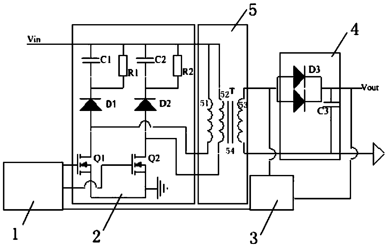 High-performance flyback switching power supply circuit and working method thereof