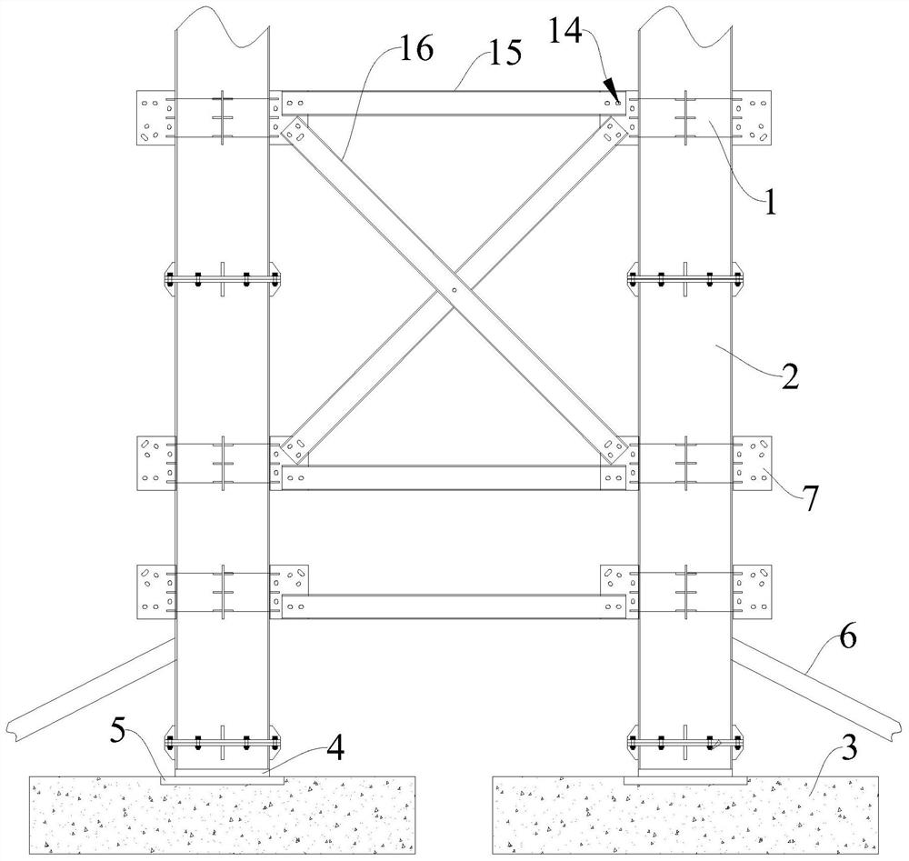 Cast-in-place beam support connecting device and construction process