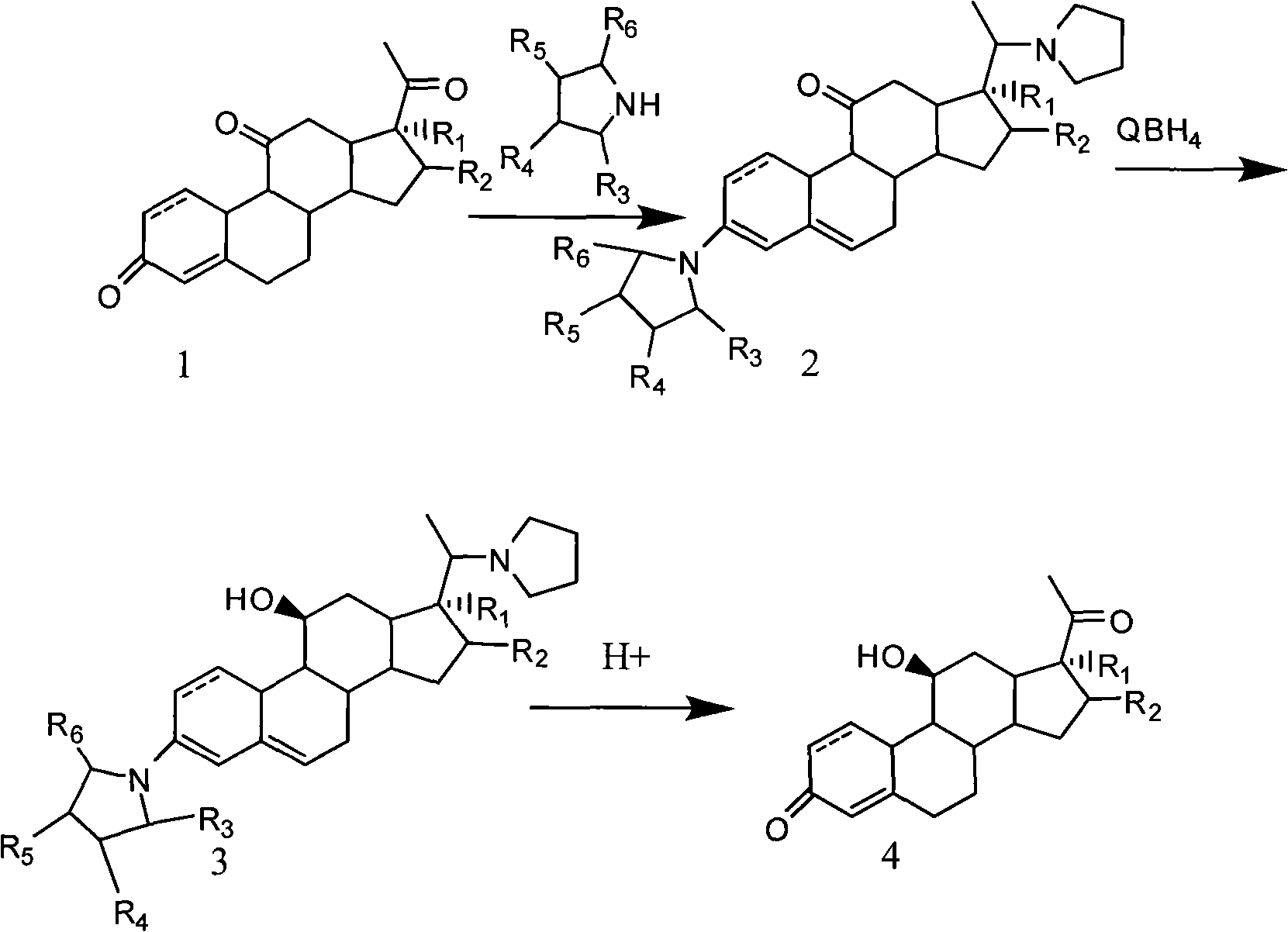 Novel technology for synthesizing pregnene 11-site beta-hydroxy