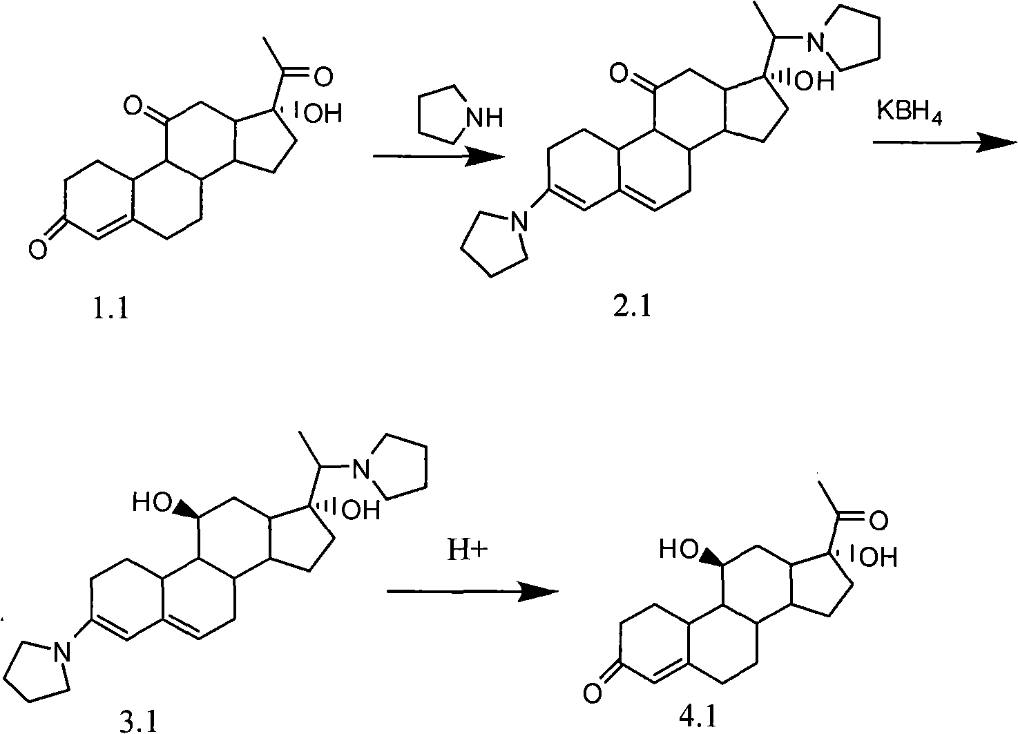 Novel technology for synthesizing pregnene 11-site beta-hydroxy