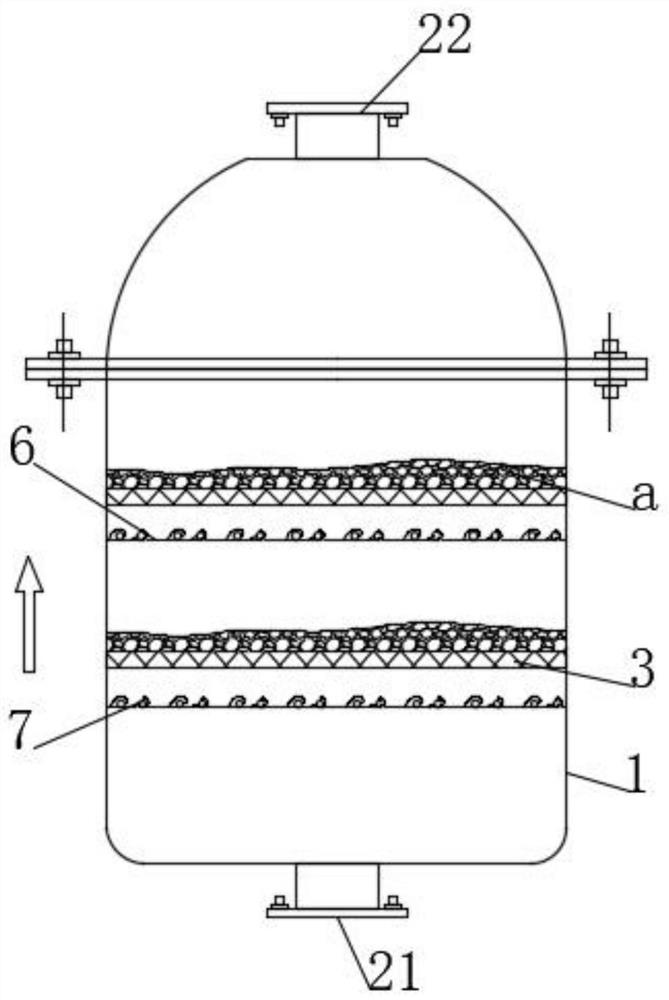 Self-turning type denitration and desulfurization tower capable of efficiently adsorbing waste gas