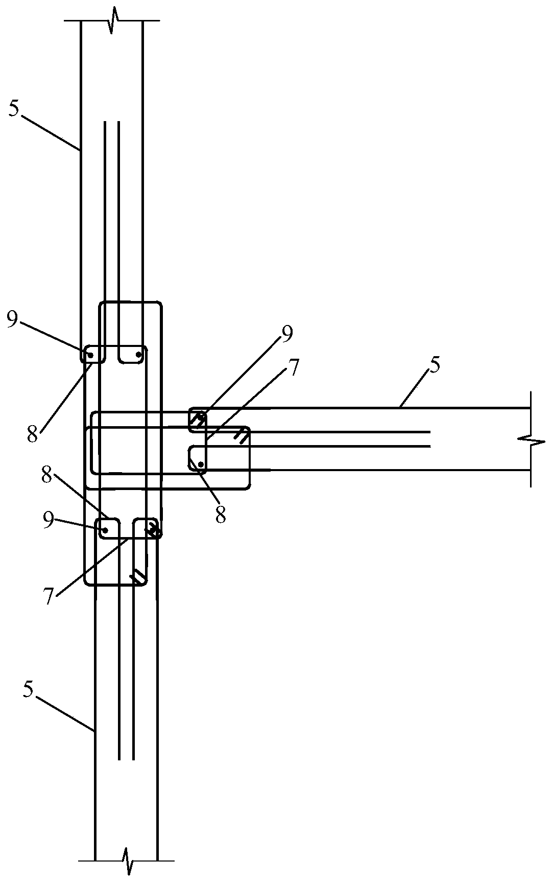 Connection structure of T-shaped superimposed shear wall edge member