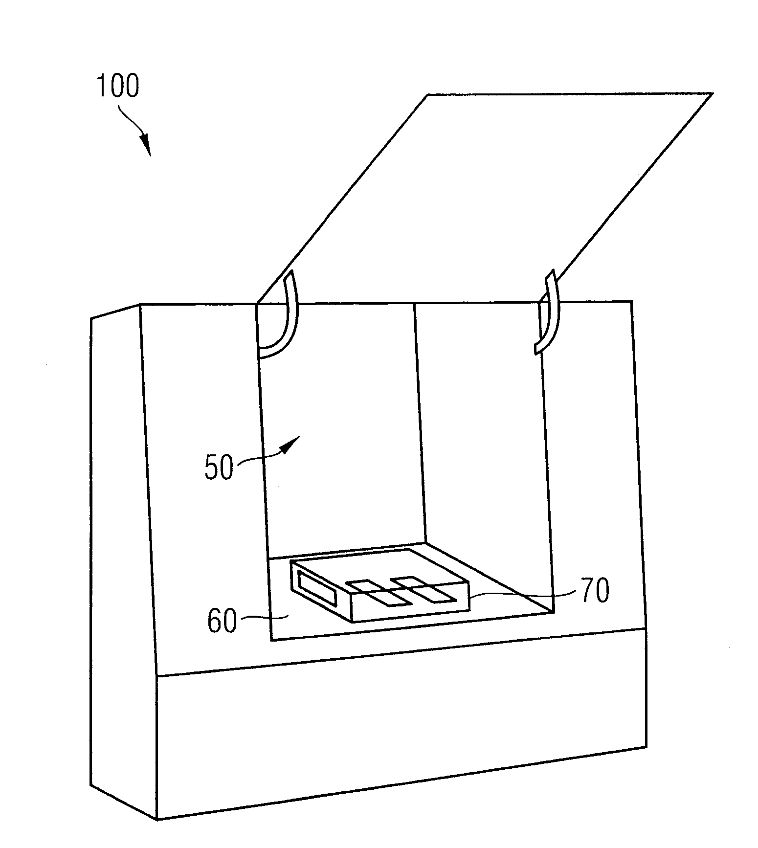 Light or weathering testing device comprising a specimen enclosure with an integrated UV radiation filter