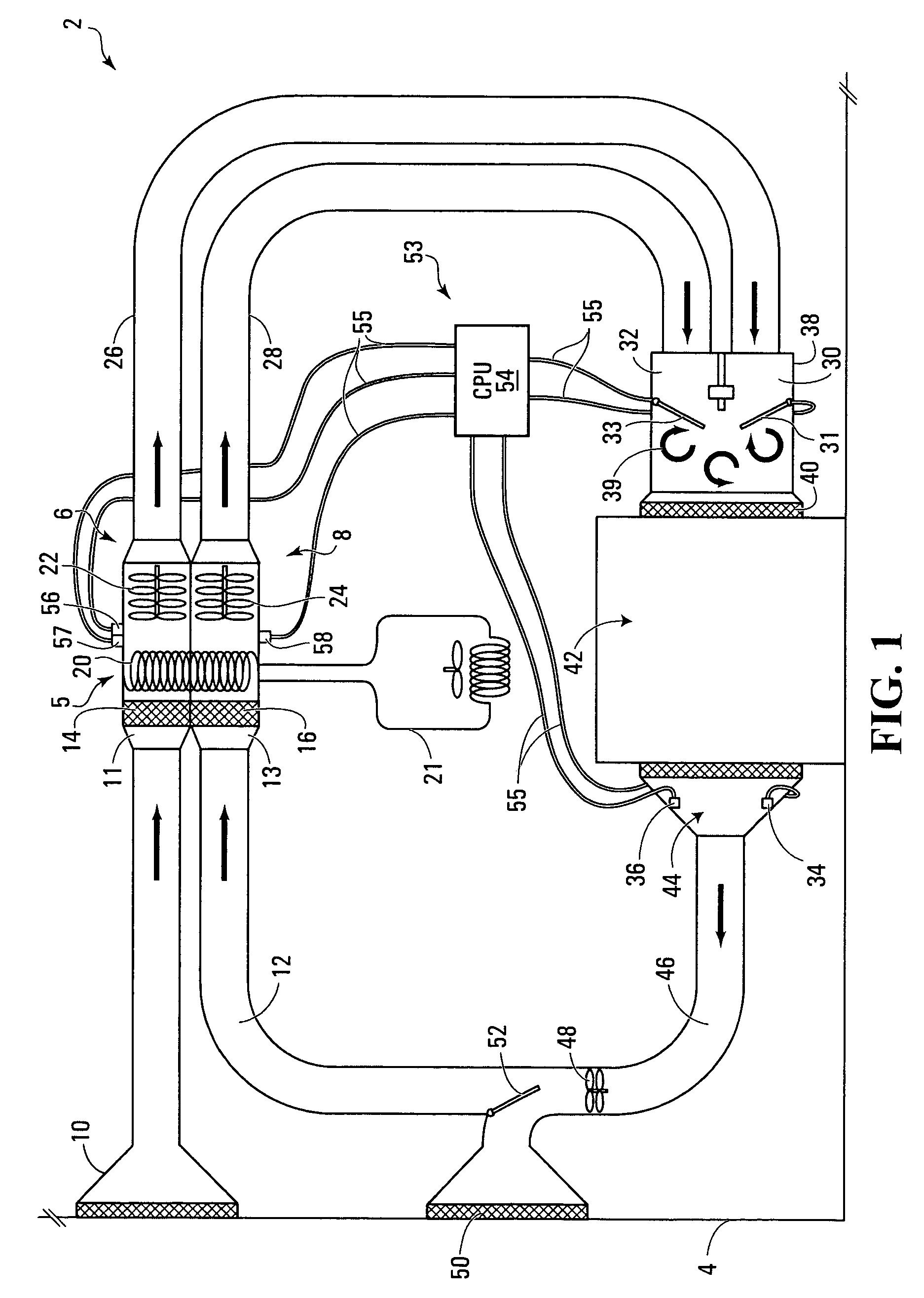 Dual-compartment ventilation and air-conditioning system having a shared heating coil