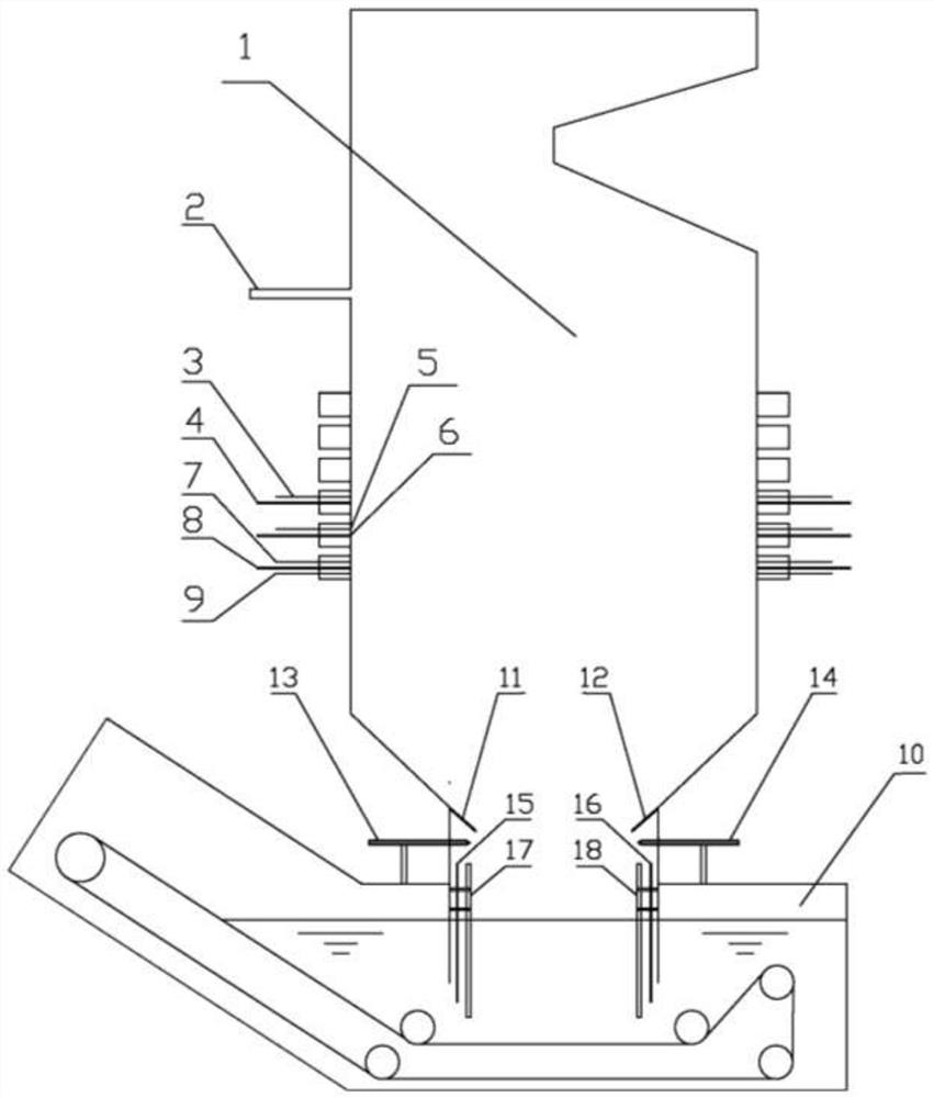 Hydraulic deslagging type corner tangential type boiler clinker falling monitoring and automatic combustion stabilization system