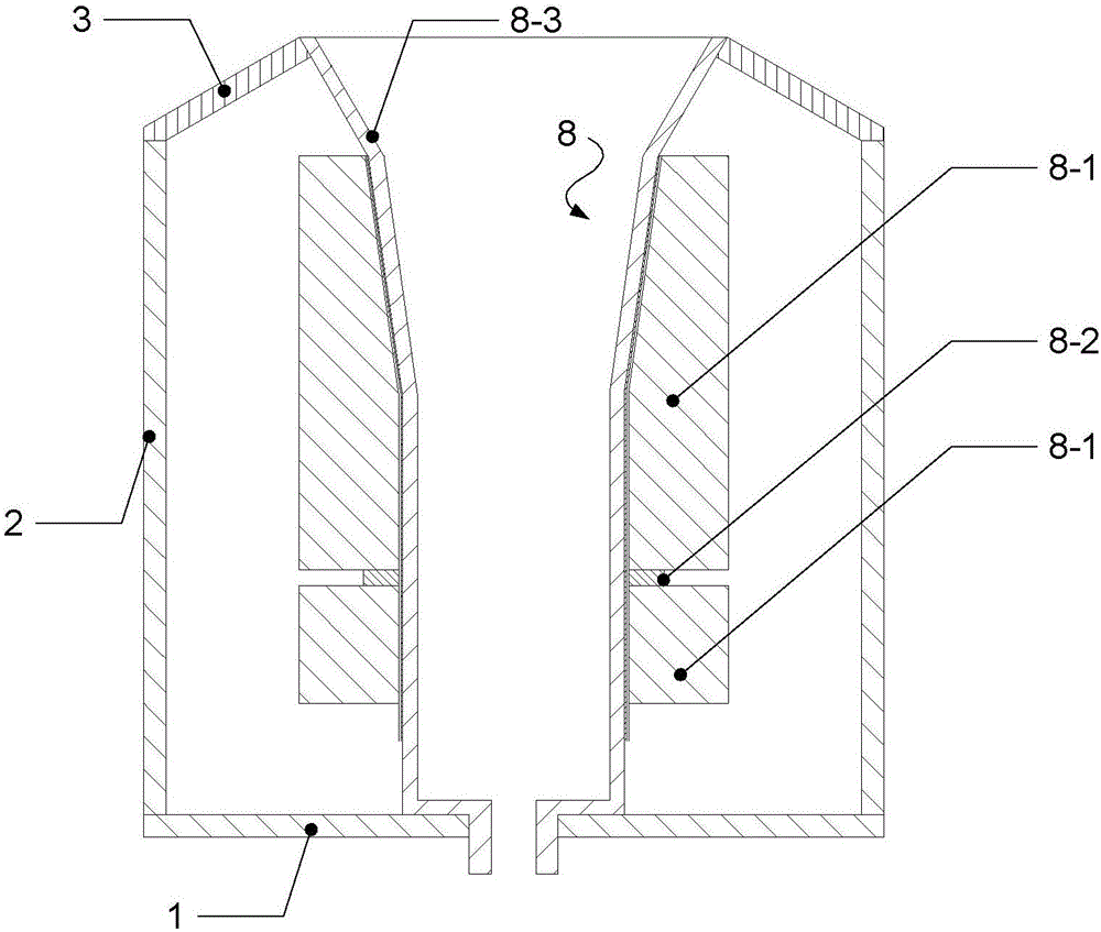 Magnetic field shielding cover of cusped magnetic field thruster