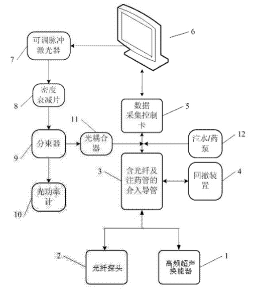 Intravenous ultrasound-based ultrasonic diagnosis and photoacoustic therapy device and therapeutic method thereof