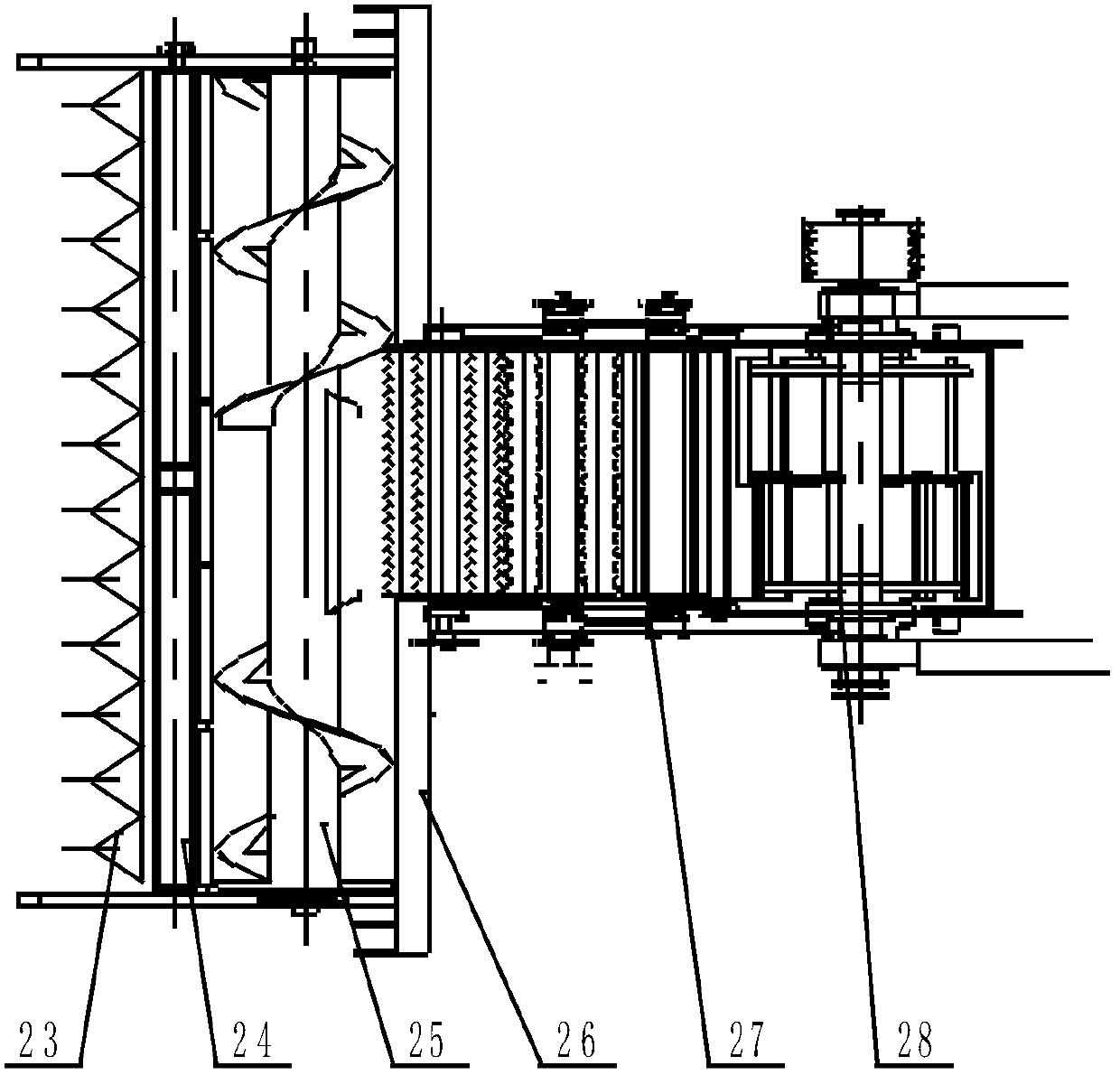 Small and medium size self-propelled corncob-stem both-gaining corn combine harvester