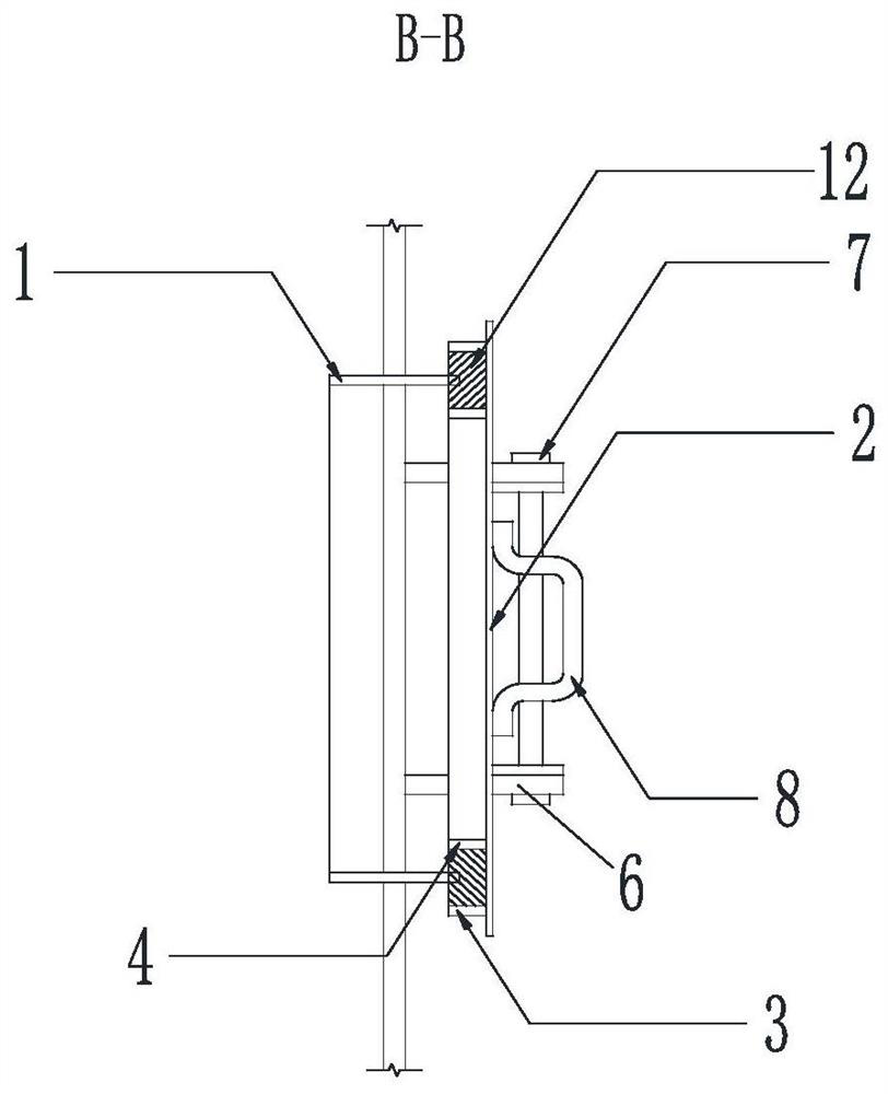 Watertight access door structure of steel box arch bridge