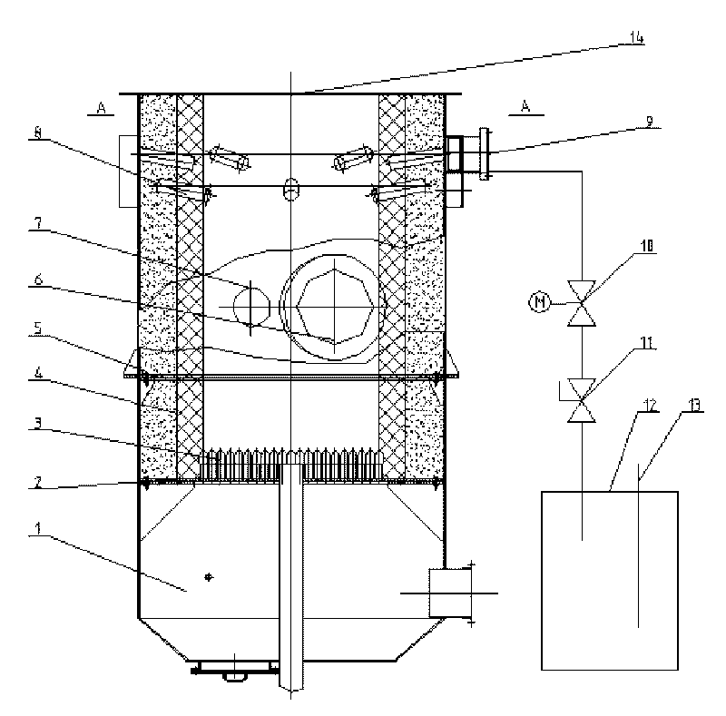 Circulating fluidized bed boiler and method for combusting by using yellow phosphorus exhausting gas