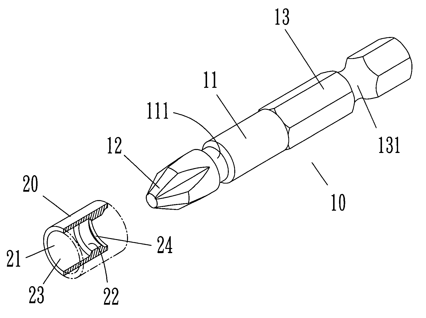 Screwdriver bit structure having auxiliary positioning function