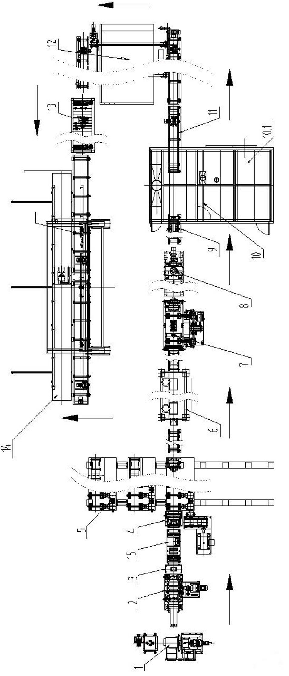 Automatic production line for full-continuous container section bar