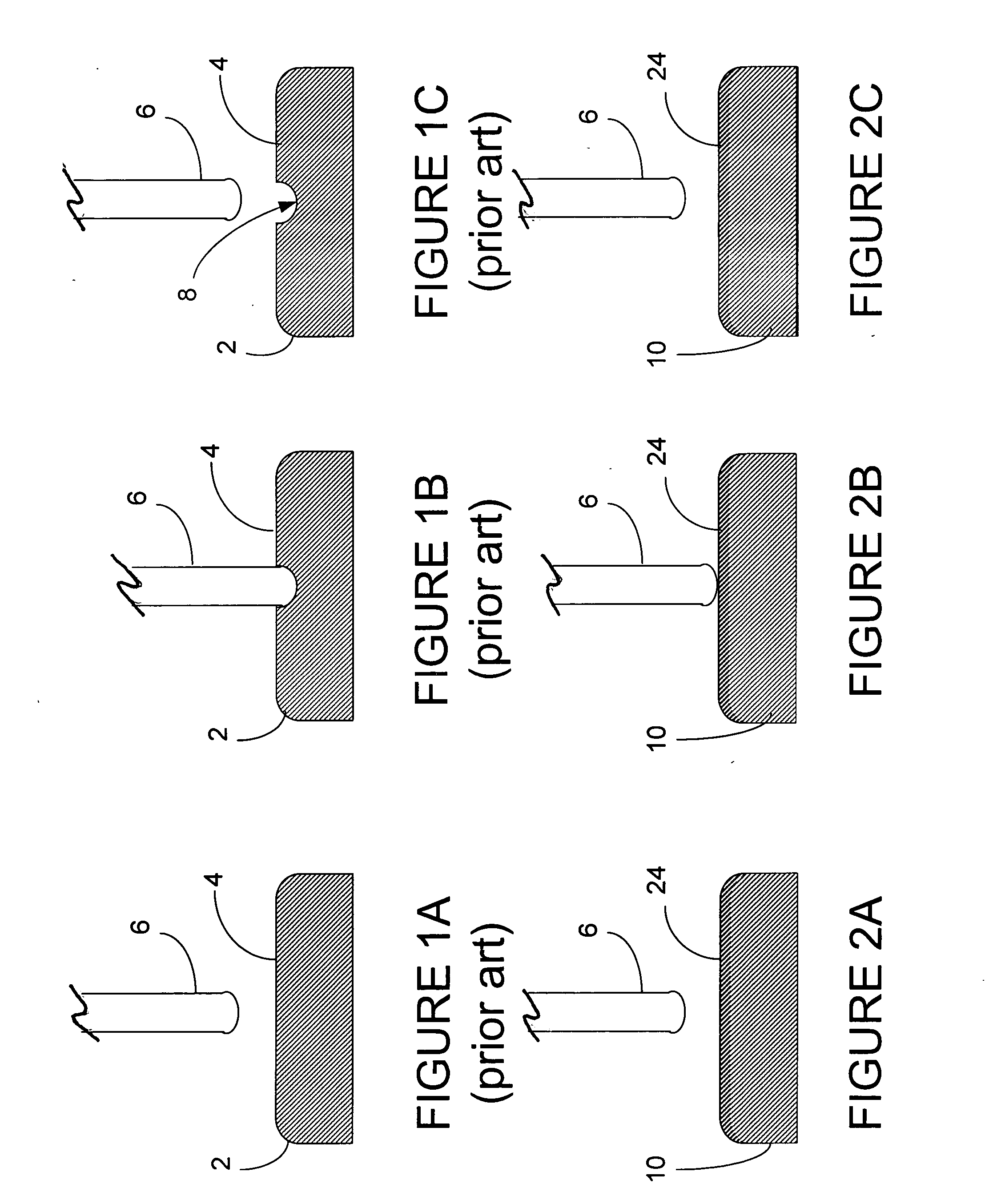 Lapping of gold pads in a liquid medium for work hardening the surface of the pads