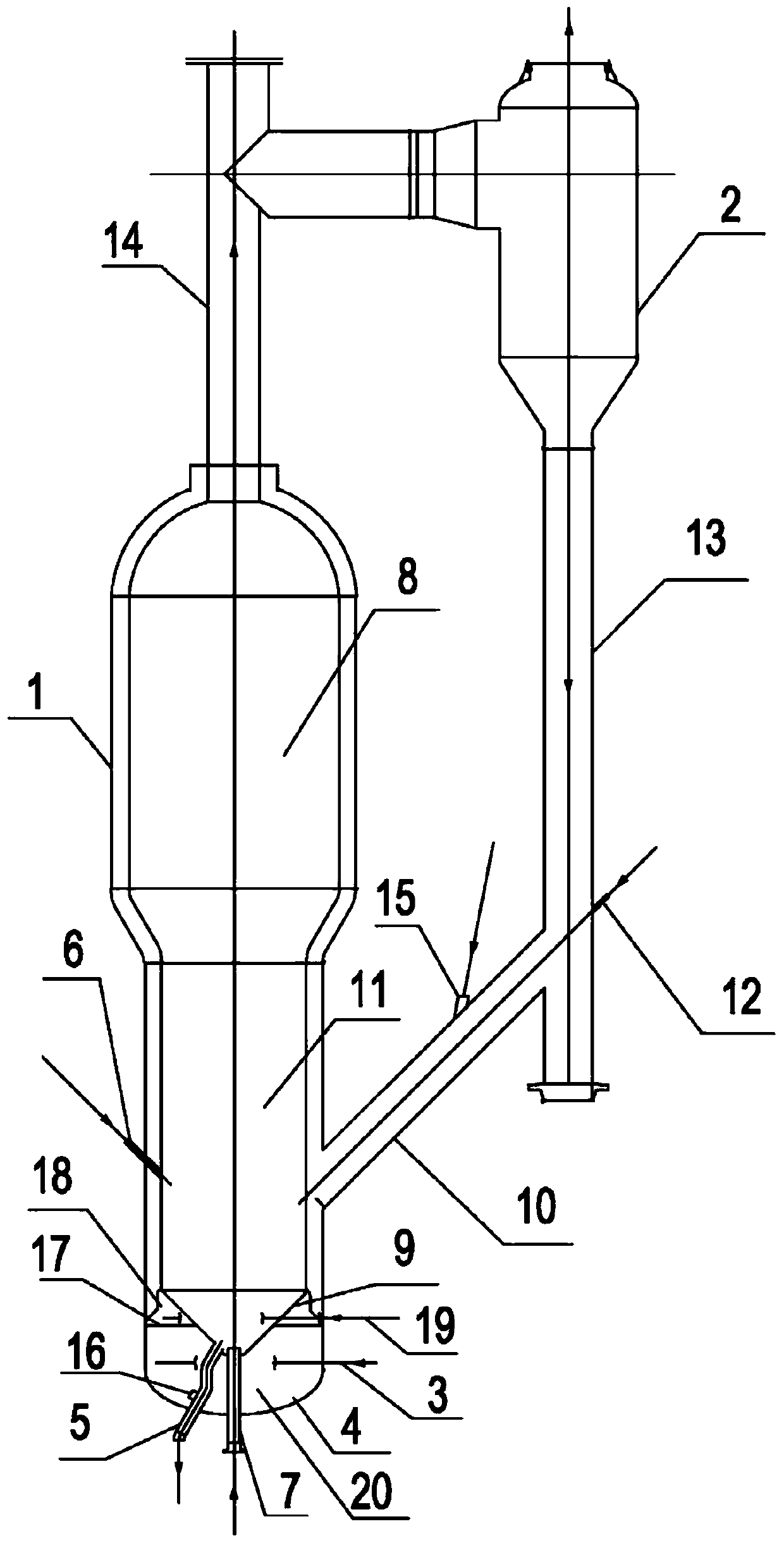 Fluidized bed reactor for gasifying inferior coal with high ash content and low activity