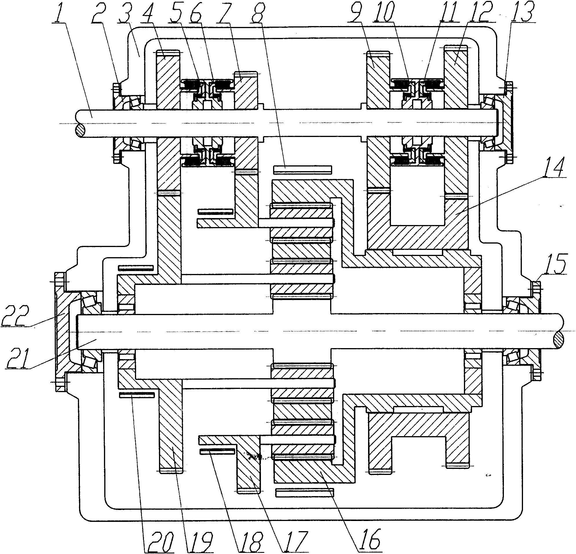 Double-layer planet gear train speed changer