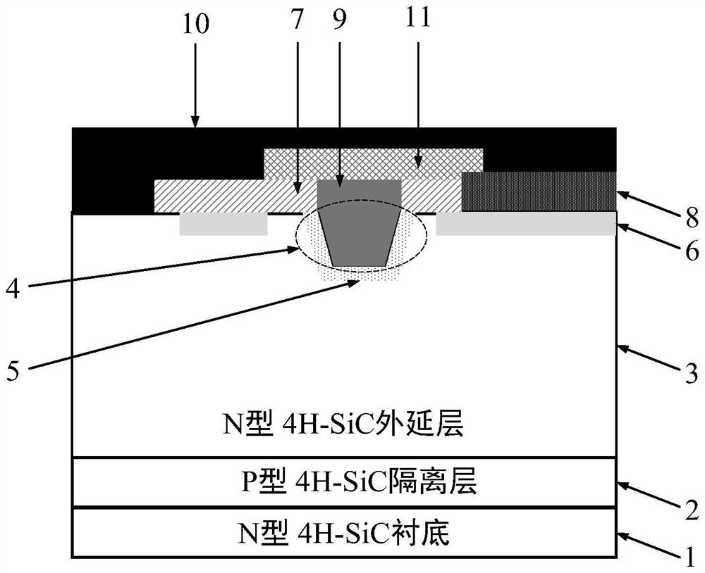 SiC Schottky power diode and production method thereof