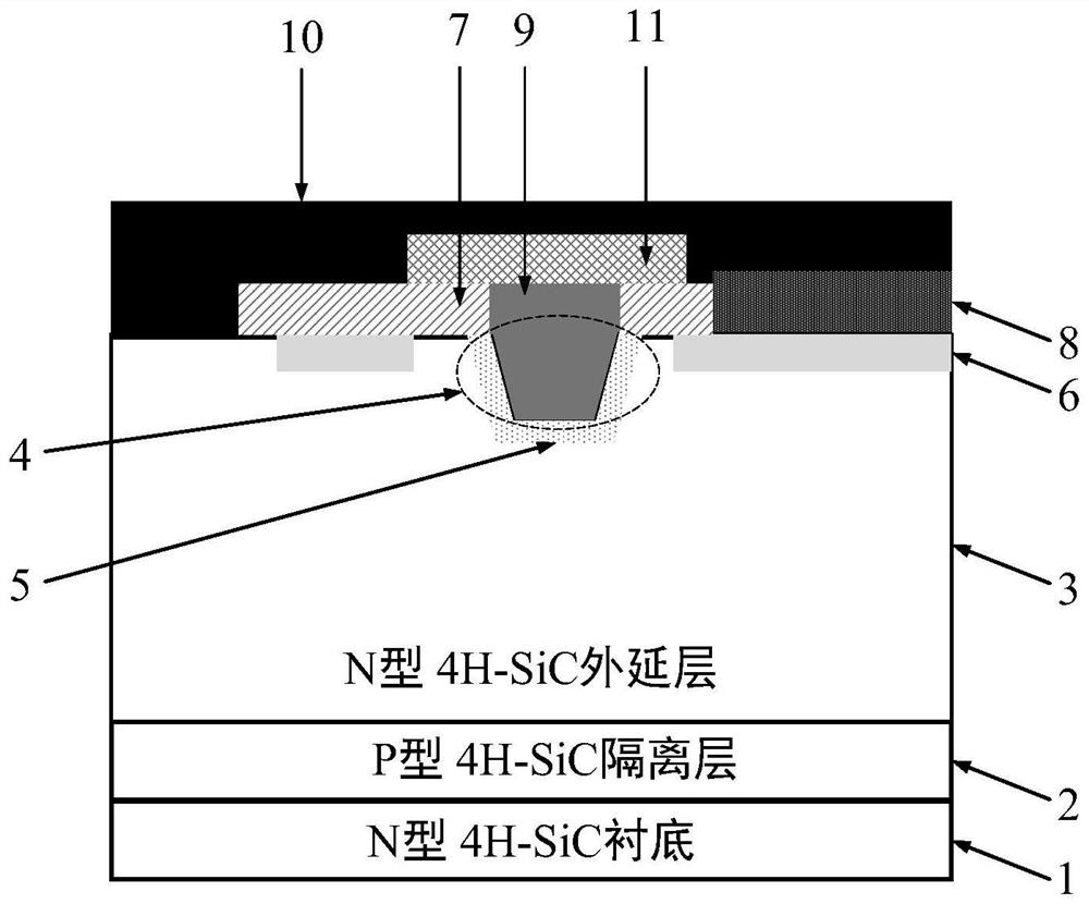 SiC Schottky power diode and production method thereof