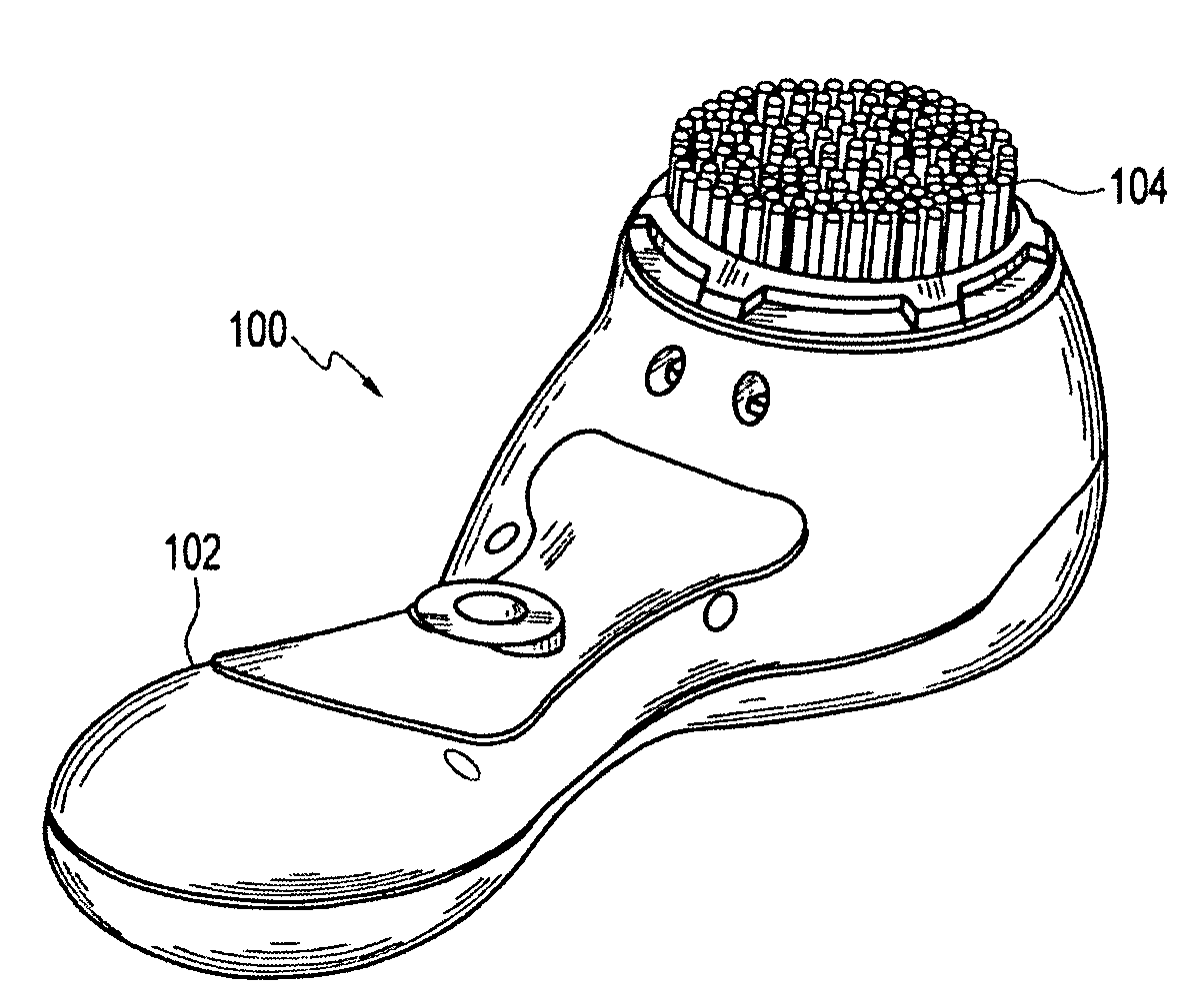 System for treatment of skin conditions using at least one narrow band light source in a skin brush having an oscillating brushhead