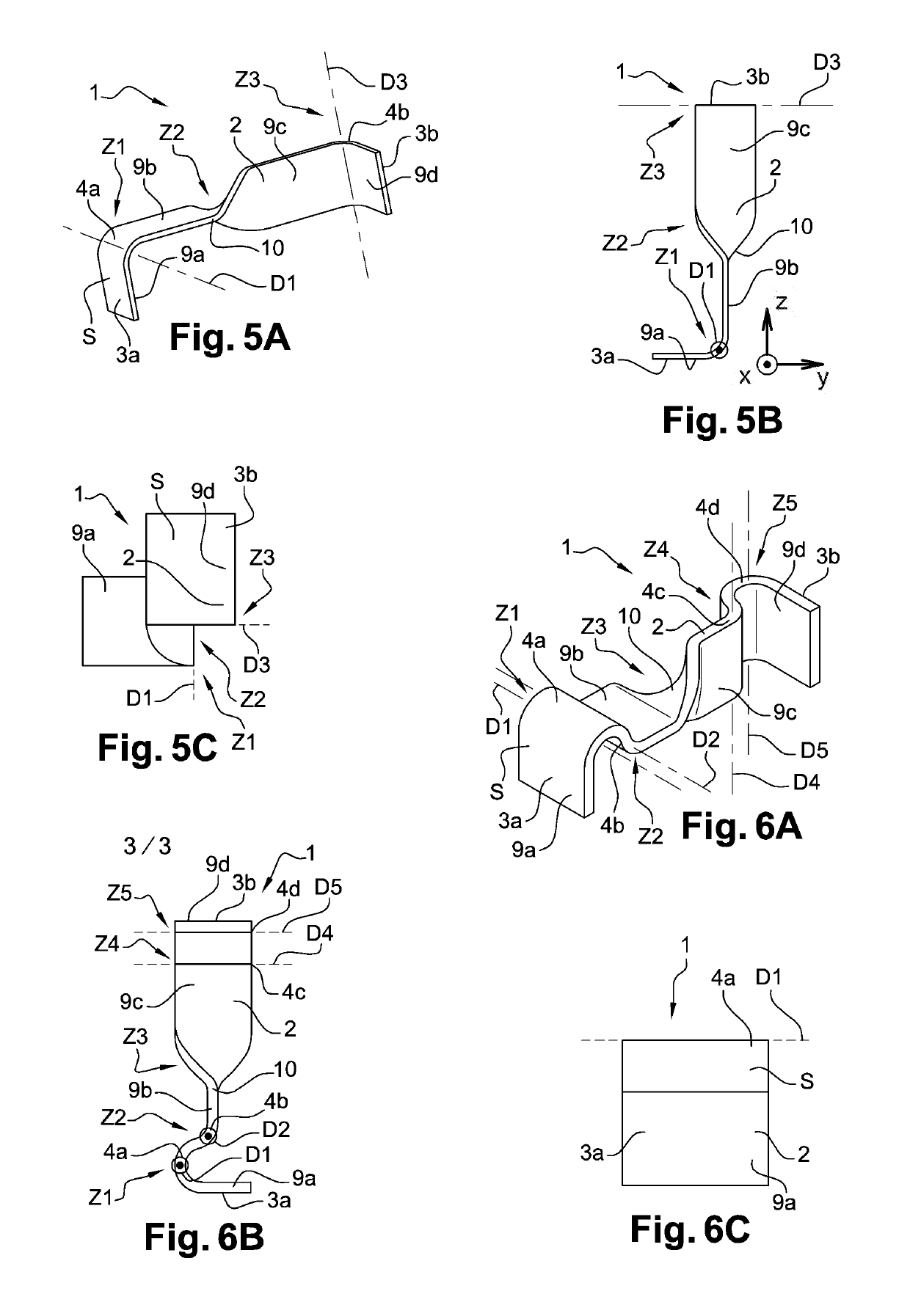 Electrical connectors having a bent main body for electrical connection between a housing and a support, and being disposed as a grid array or network