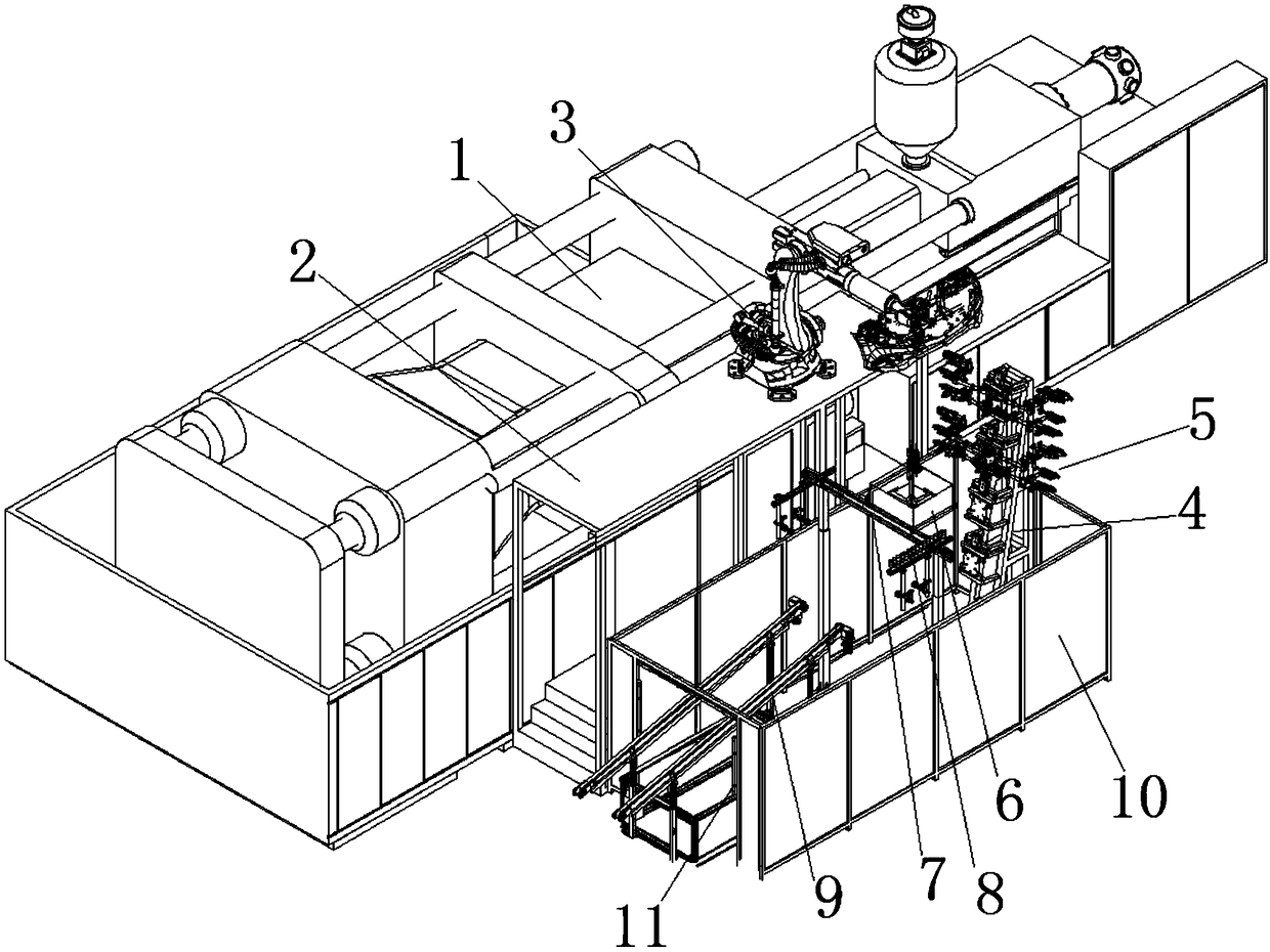 Automatic post treatment equipment of large-scale automobile plastic part