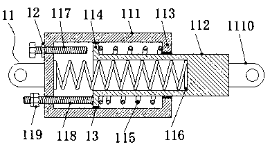 Buffer protection transmission device and method for shuttle type distribution trolley