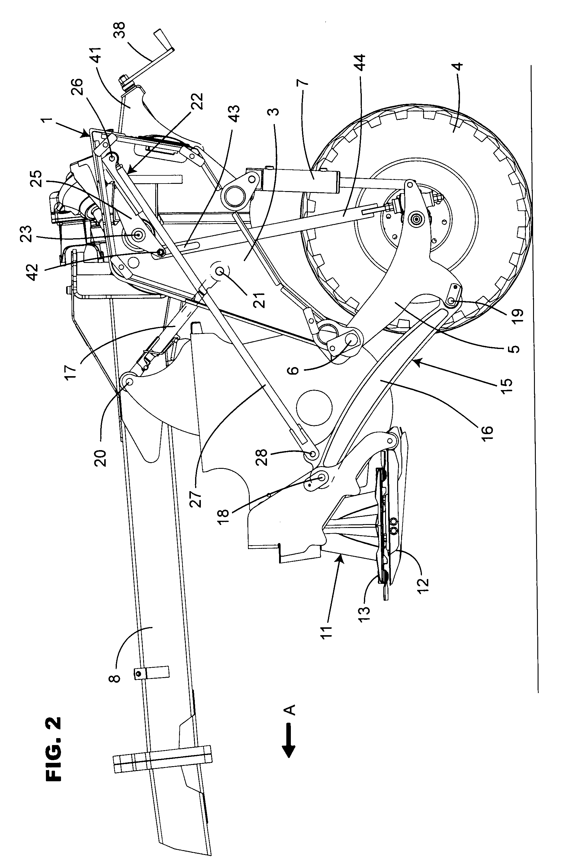 Mower with an lightening device including torsion bars