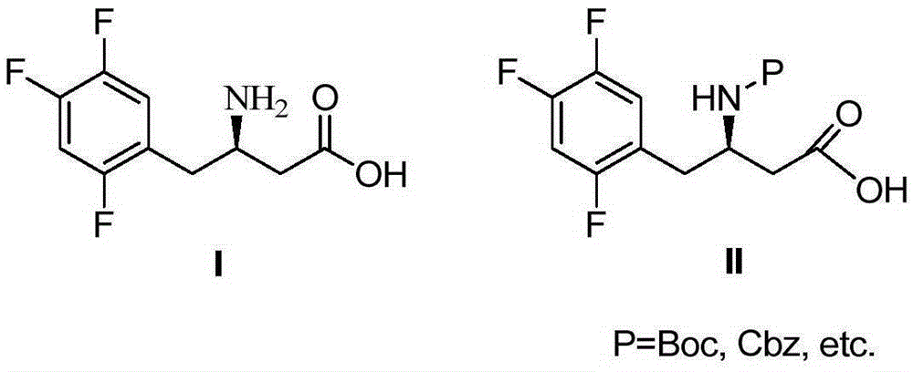 Sitagliptin and enzyme-chemical preparation method of intermediate of sitagliptin