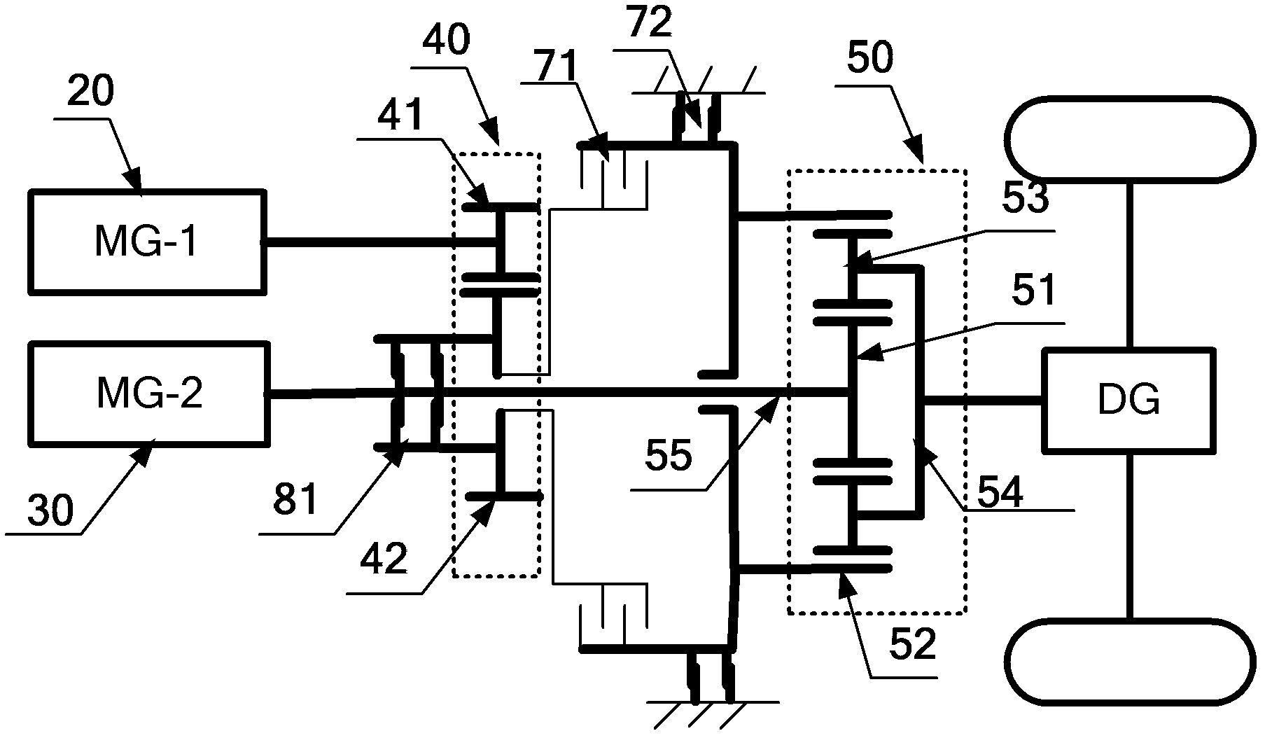 Electric vehicle, double-motor coupling speed change gear thereof and control system of double-motor coupling speed change gear