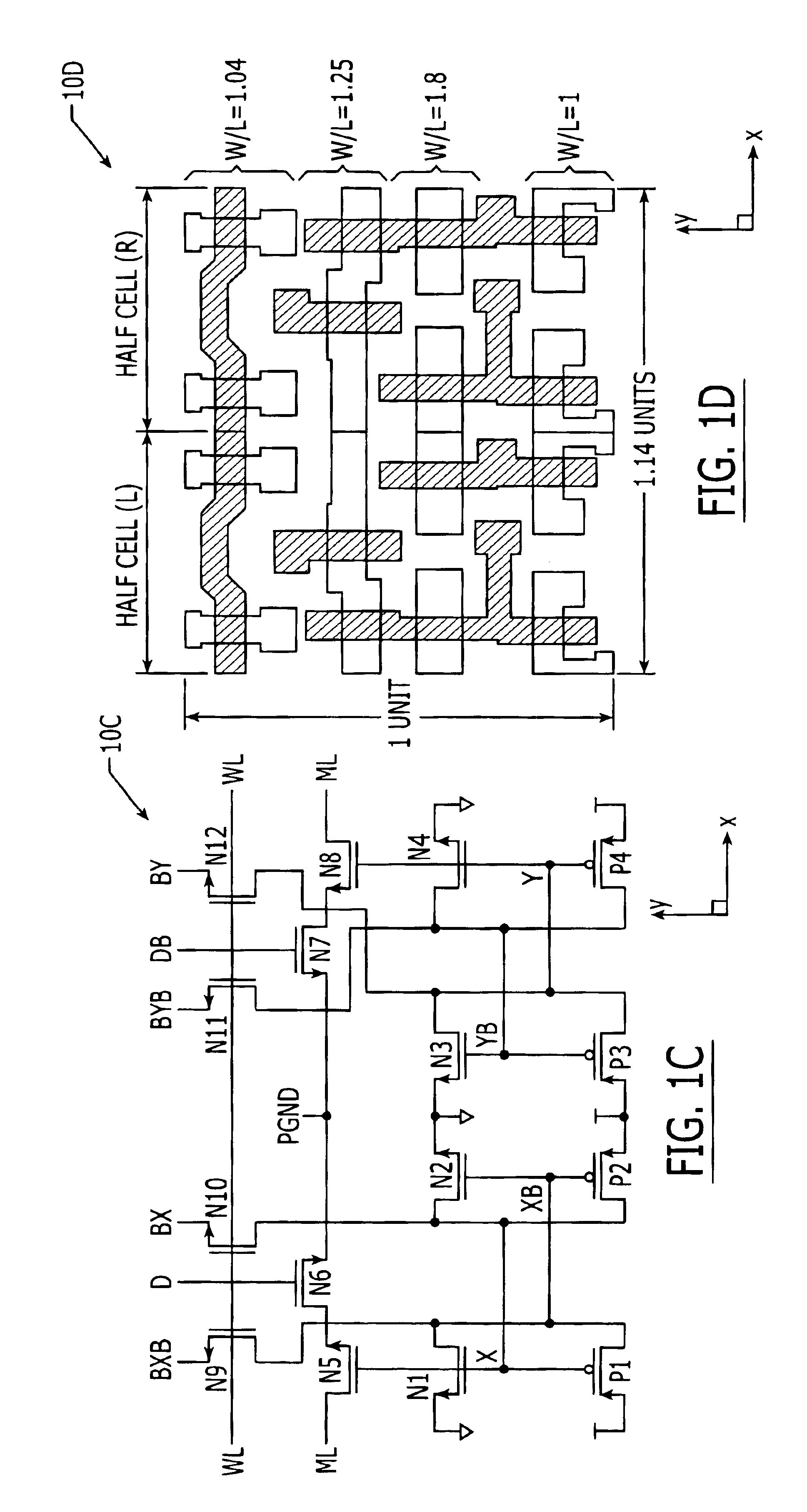 Ternary content addressable memory (TCAM) cells with small footprint size and efficient layout aspect ratio