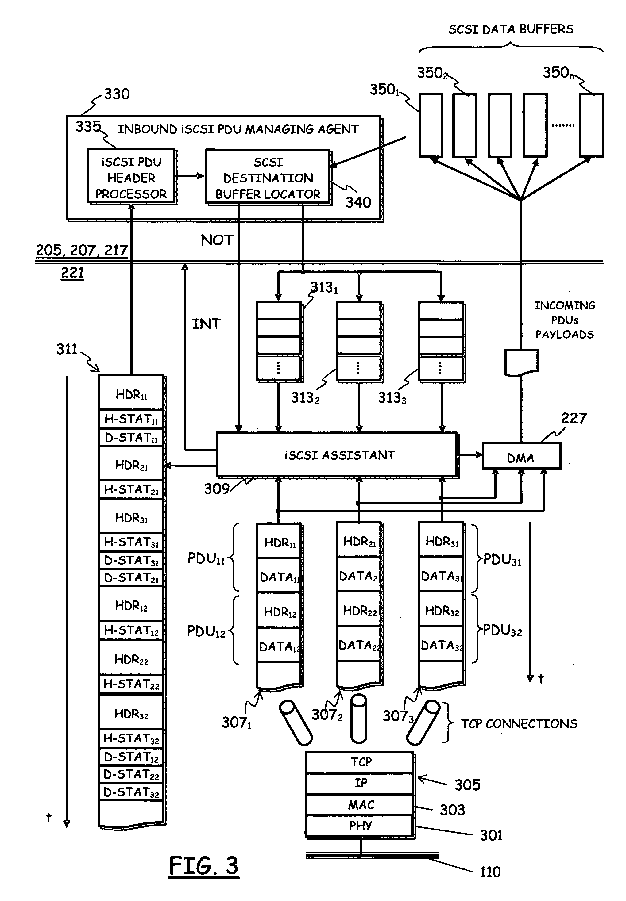 Method of offloading iSCSI TCP/IP processing from a host processing unit, and related iSCSI TCP/IP offload engine