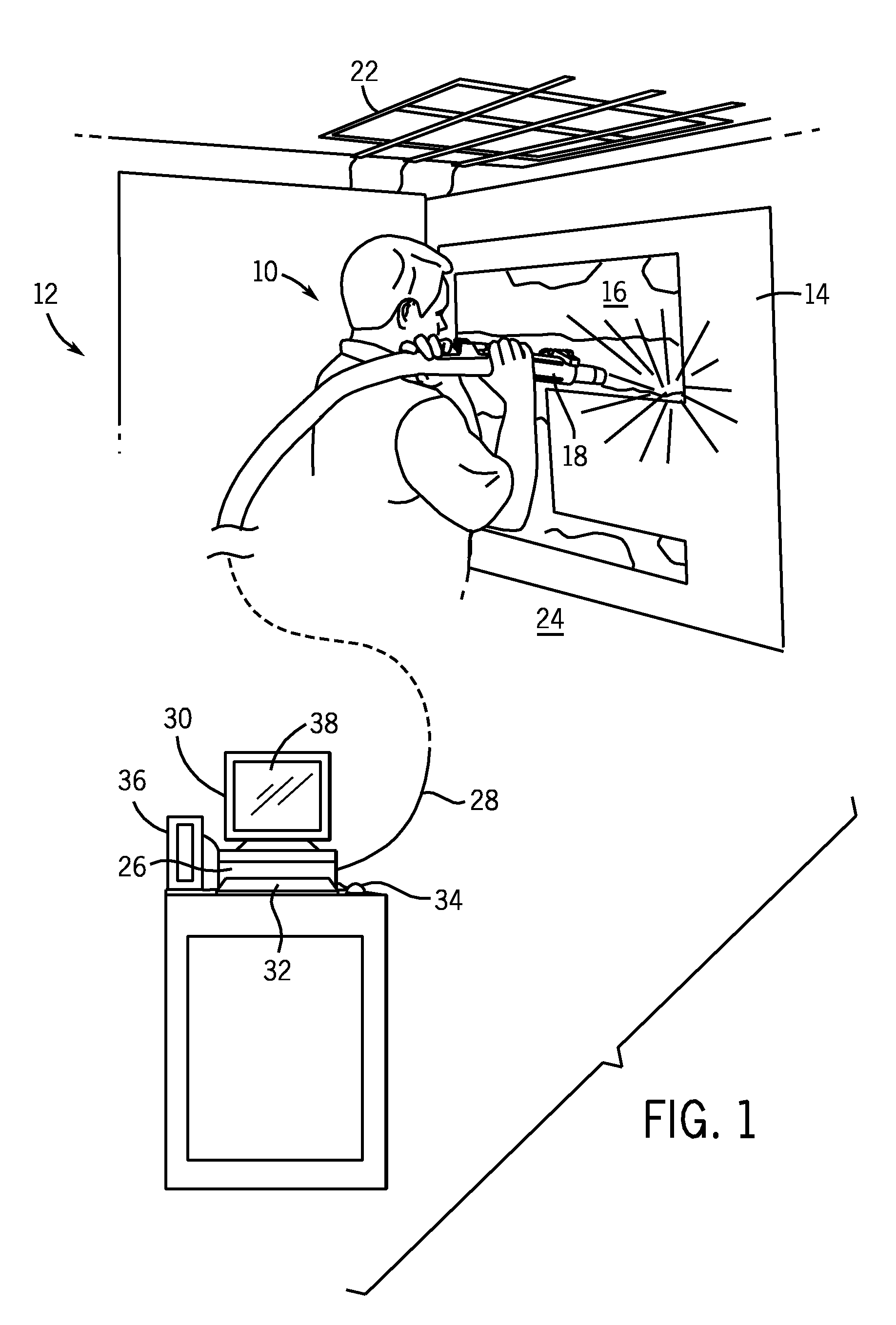 Virtual blasting system for removal of coating and/or rust from a virtual surface