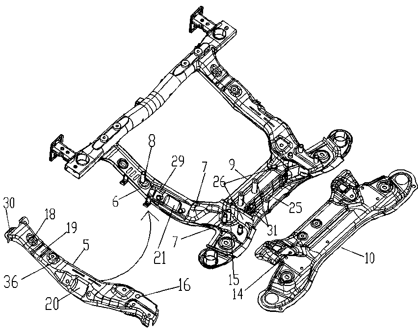 #-shaped front sub frame