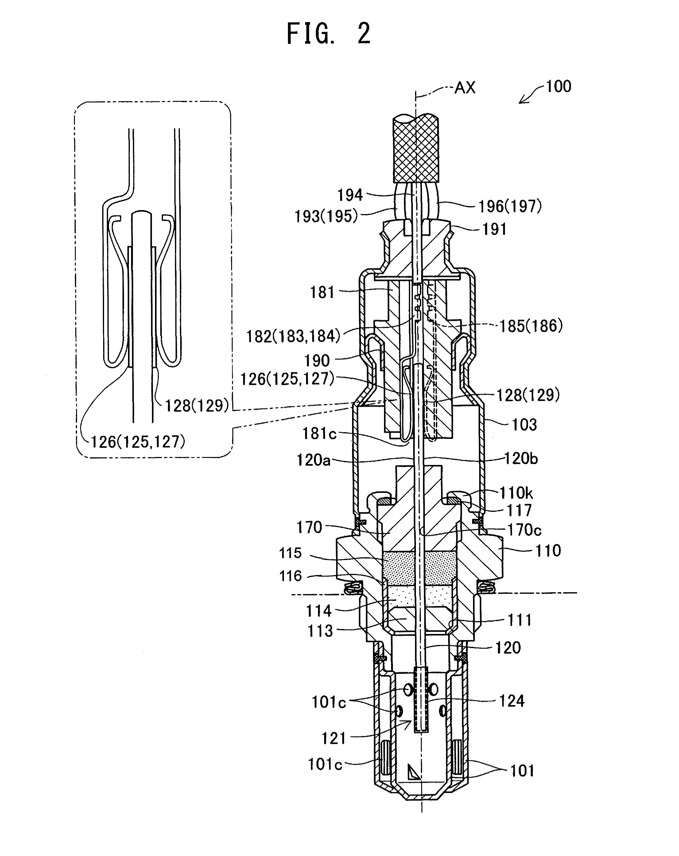 Laminated gas sensor element, gas sensor equipped with laminated gas sensor element, and method for manufacturing laminated gas sensor element