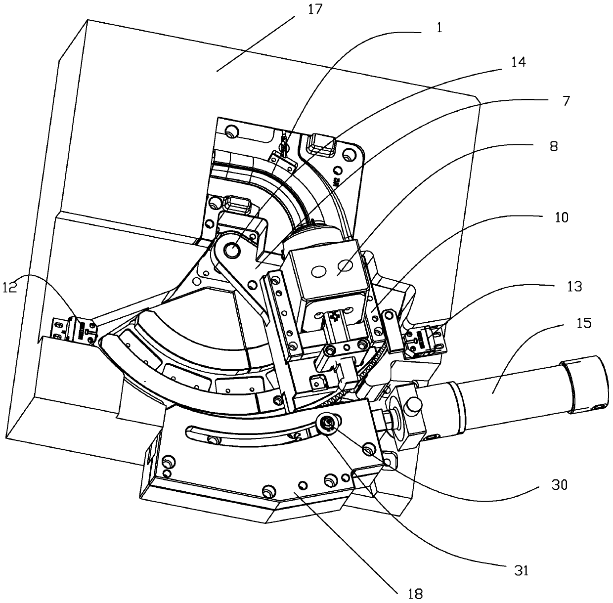 Automobile elbow pipe core-pulling mechanism