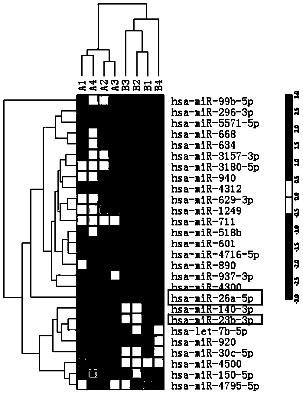 Micro ribonucleic acid (miRNA) marker group related to acute myelogenous leukemia, and specific primer and application of marker group