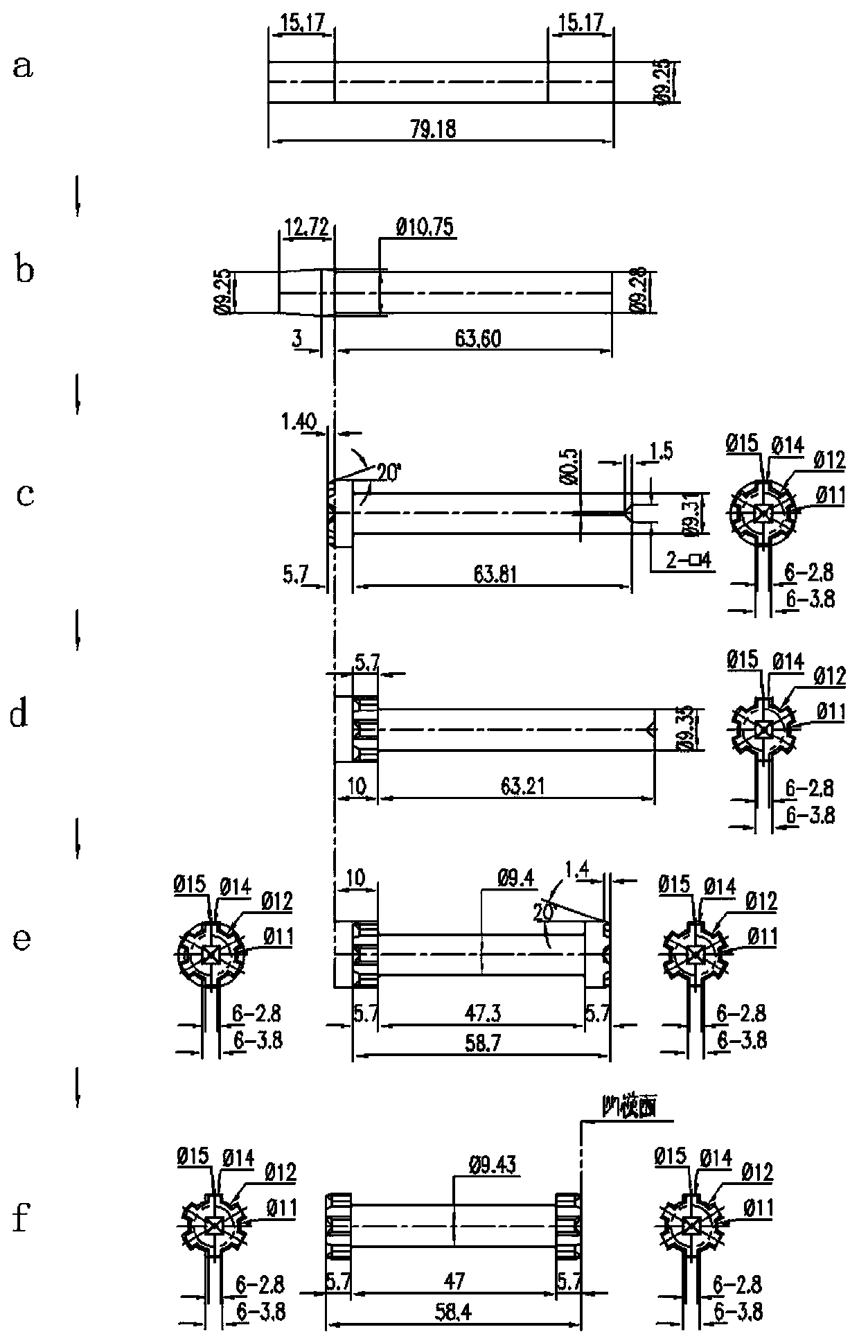 Cold heading forming process of automobile safety belt torsion shaft