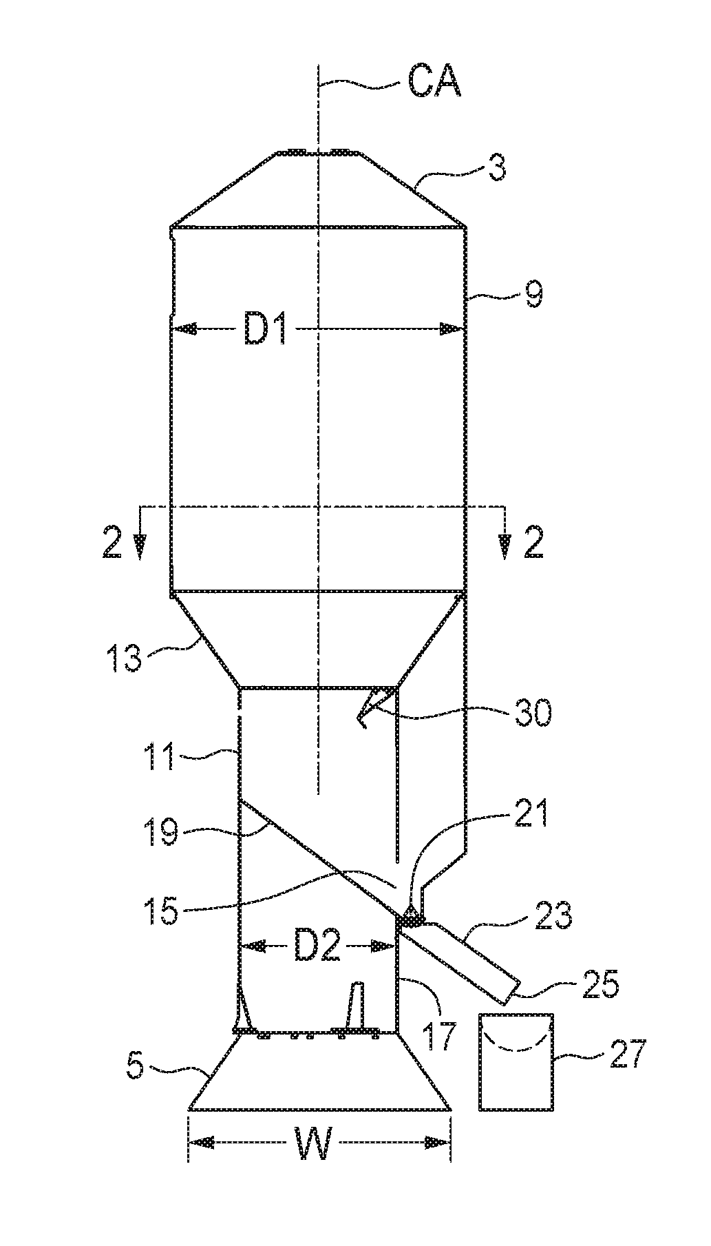 Vertically oriented transportable container with improved stability