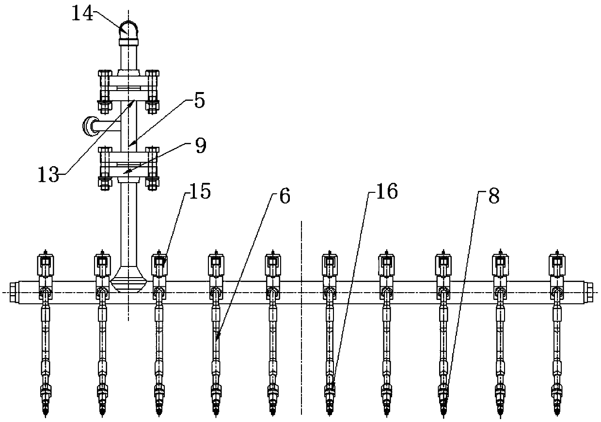 High-pressure water spraying cleaning system test device and test method thereof