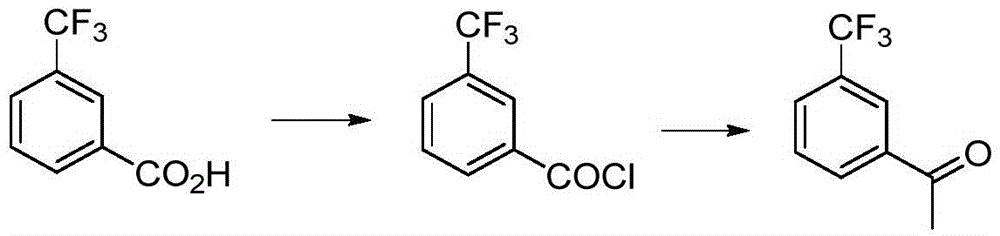 Preparation method for m-trifluoromethyl acetophenone and intermediate thereof