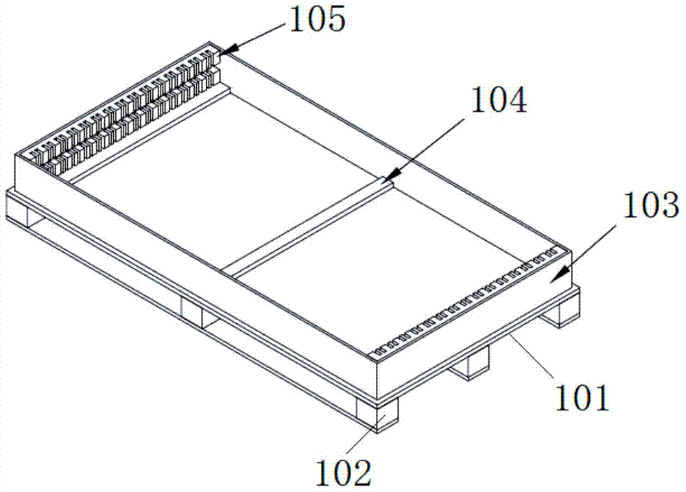 Packing case bottom support used for glass separated-type fixing