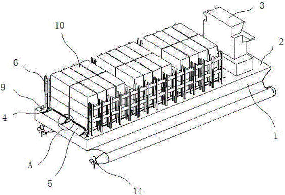 Container boat with cargo loading and unloading functions